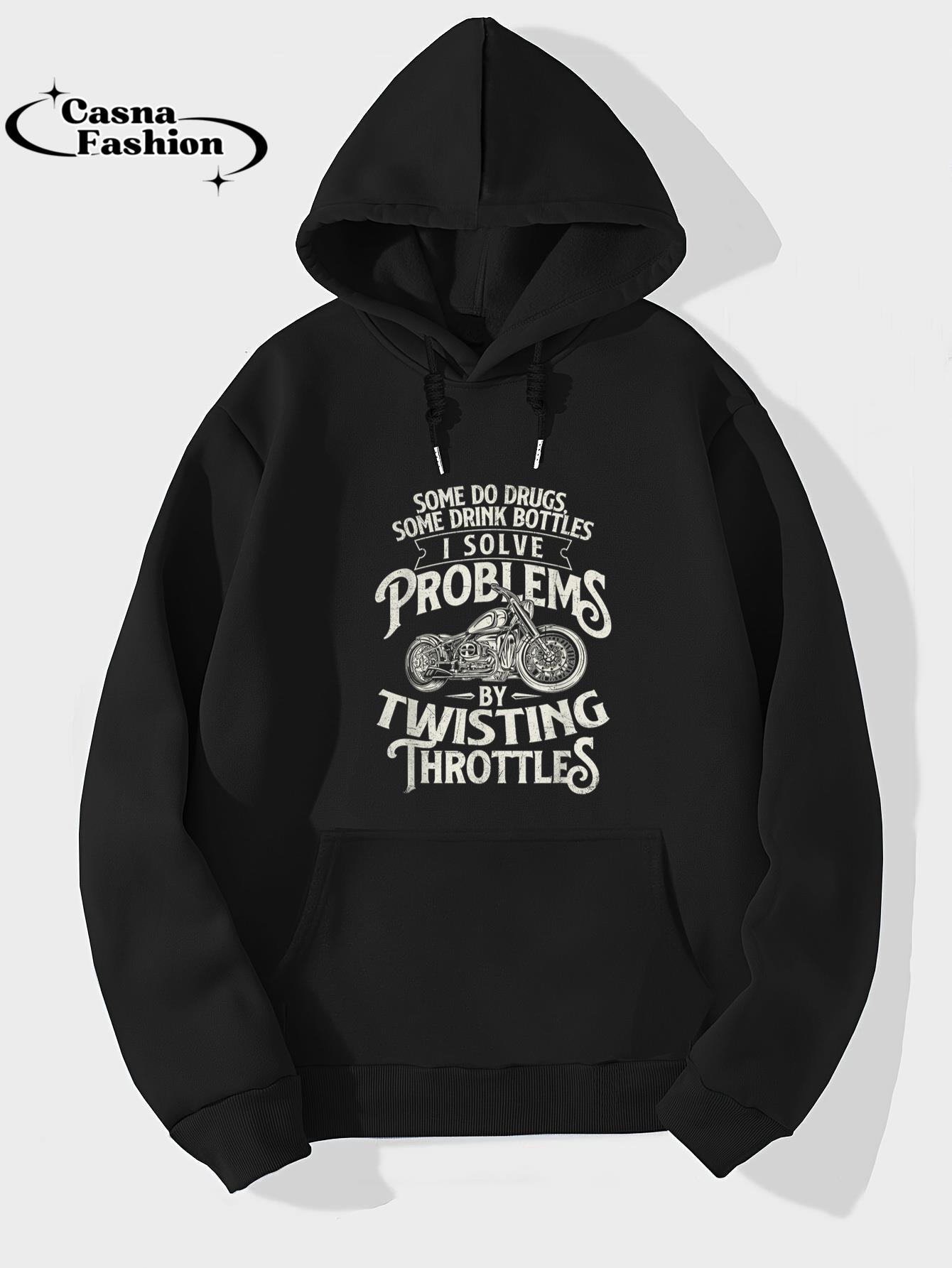 casnafashion_Hoodie_I Solve Problems By Twisting Throttles - Biker Motorcycle T-Shirt_hoodie_black hoodie