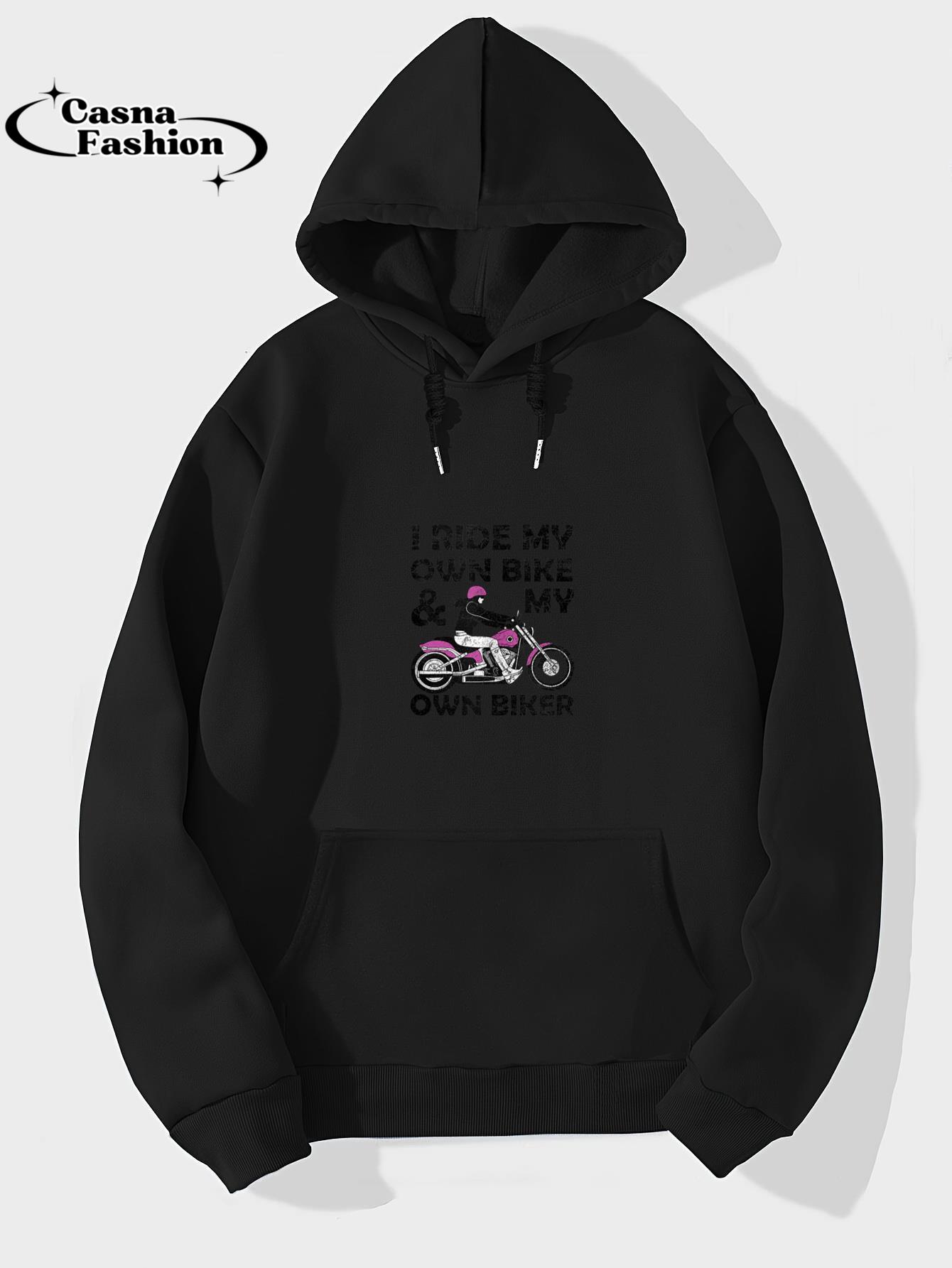 casnafashion_Hoodie_I ride my own bike and biker _ Biker Girl _ Biker Motorcycle Tank Top_hoodie_black hoodie