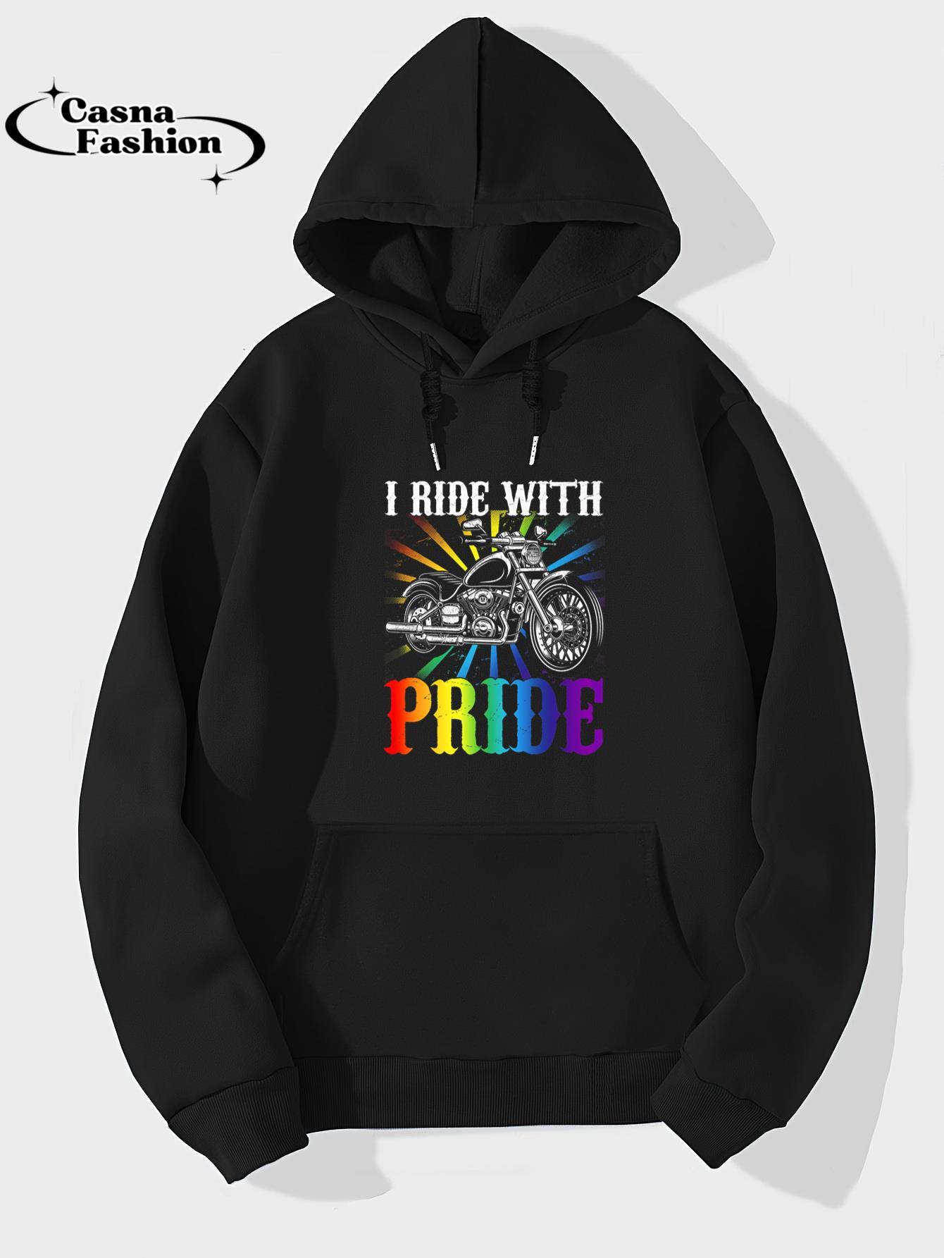 casnafashion_Hoodie_I ride with pride, gay biker, rainbow motorcycle lover queer Premium T-Shirt_hoodie_black hoodie