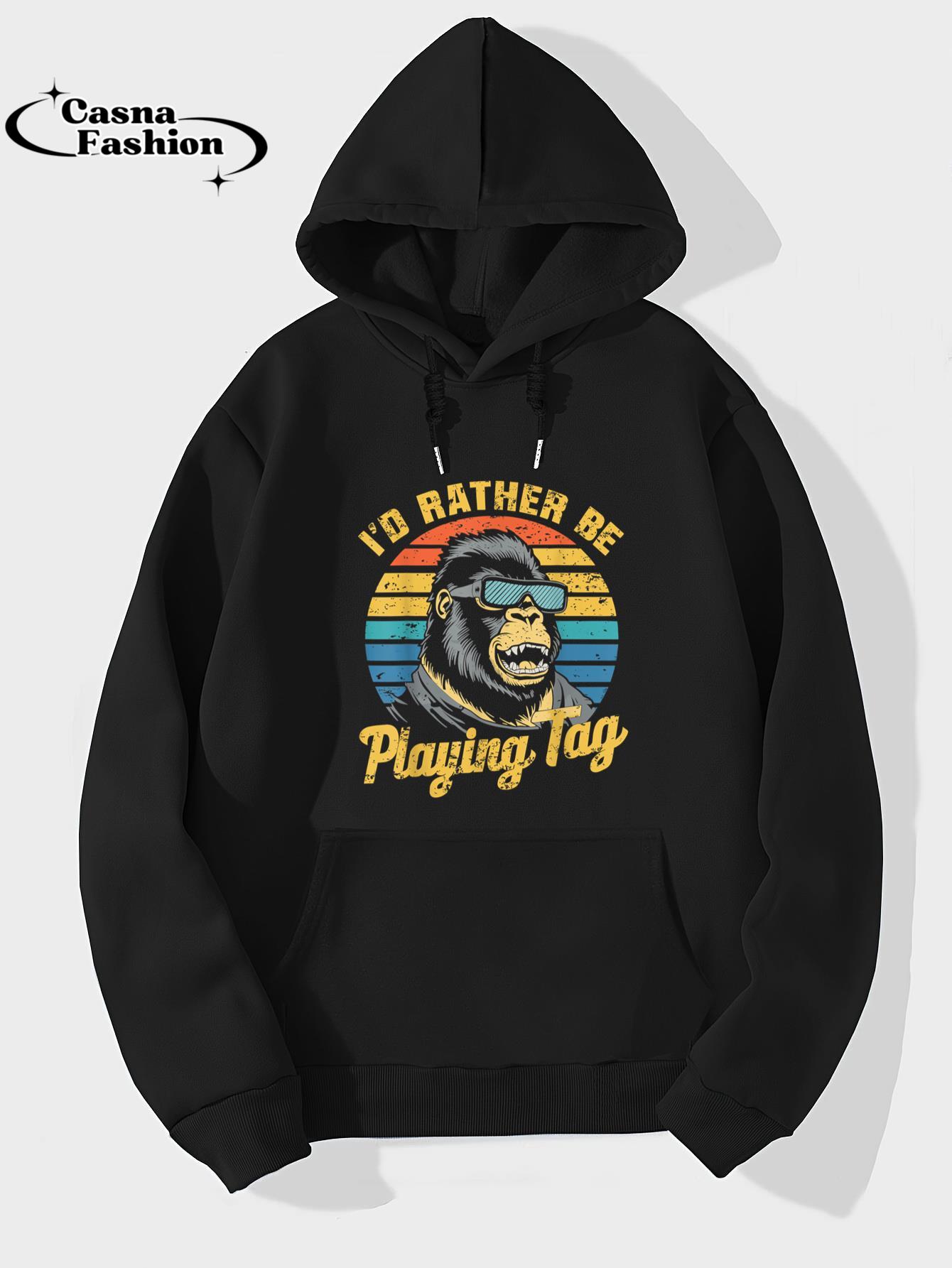 casnafashion_Hoodie_I'd Rather Be Playing Tag Gorilla Monke Tag Gorilla VR Gamer T-Shirt_hoodie_black hoodie