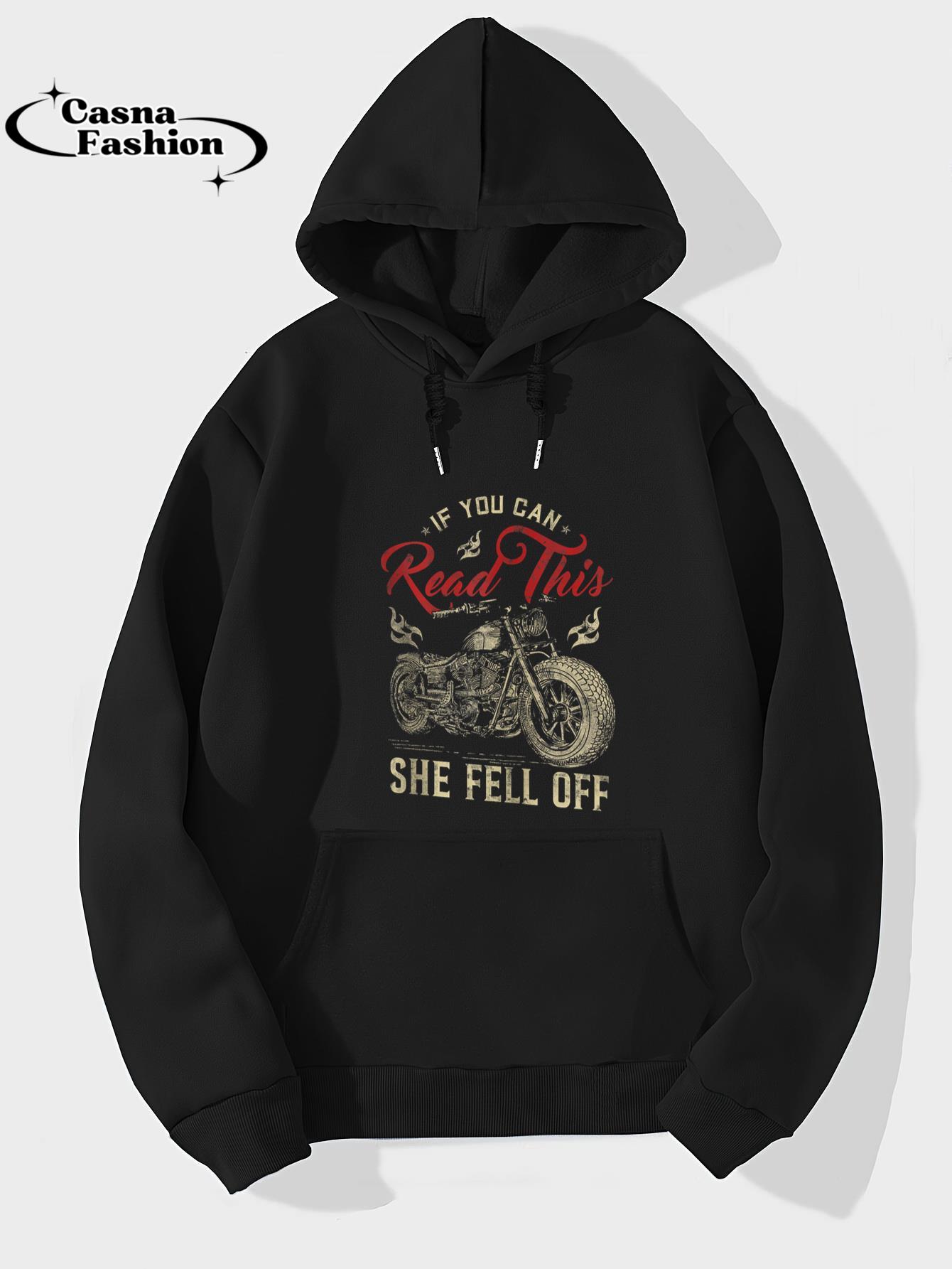 casnafashion_Hoodie_If You Can Read This She Fell Off Biker Motorcycle (ON BACK) Zip Hoodie_hoodie_black hoodie