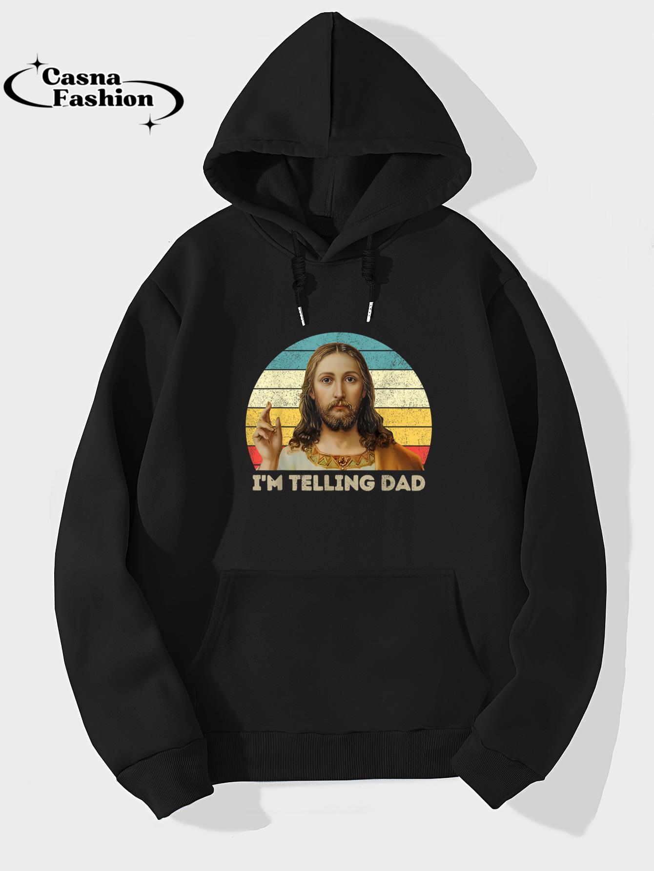 casnafashion_Hoodie_I'm Telling Dad Shirt Funny Religious Christian Jesus Meme T-Shirt_hoodie_black hoodie