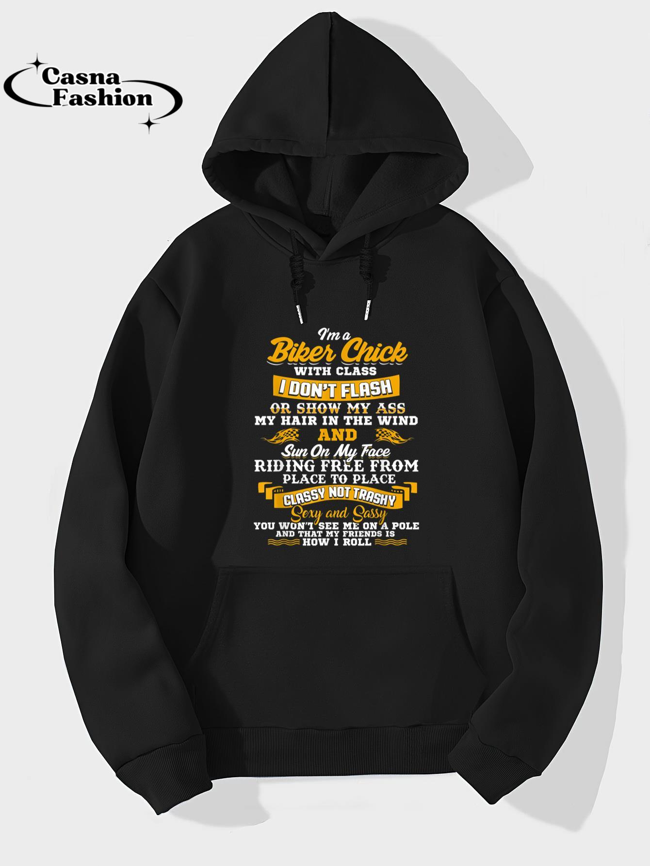 casnafashion_Hoodie_I'm a Biker Chick With Class Shirt Women Sexy Sassy Rider_hoodie_black hoodie