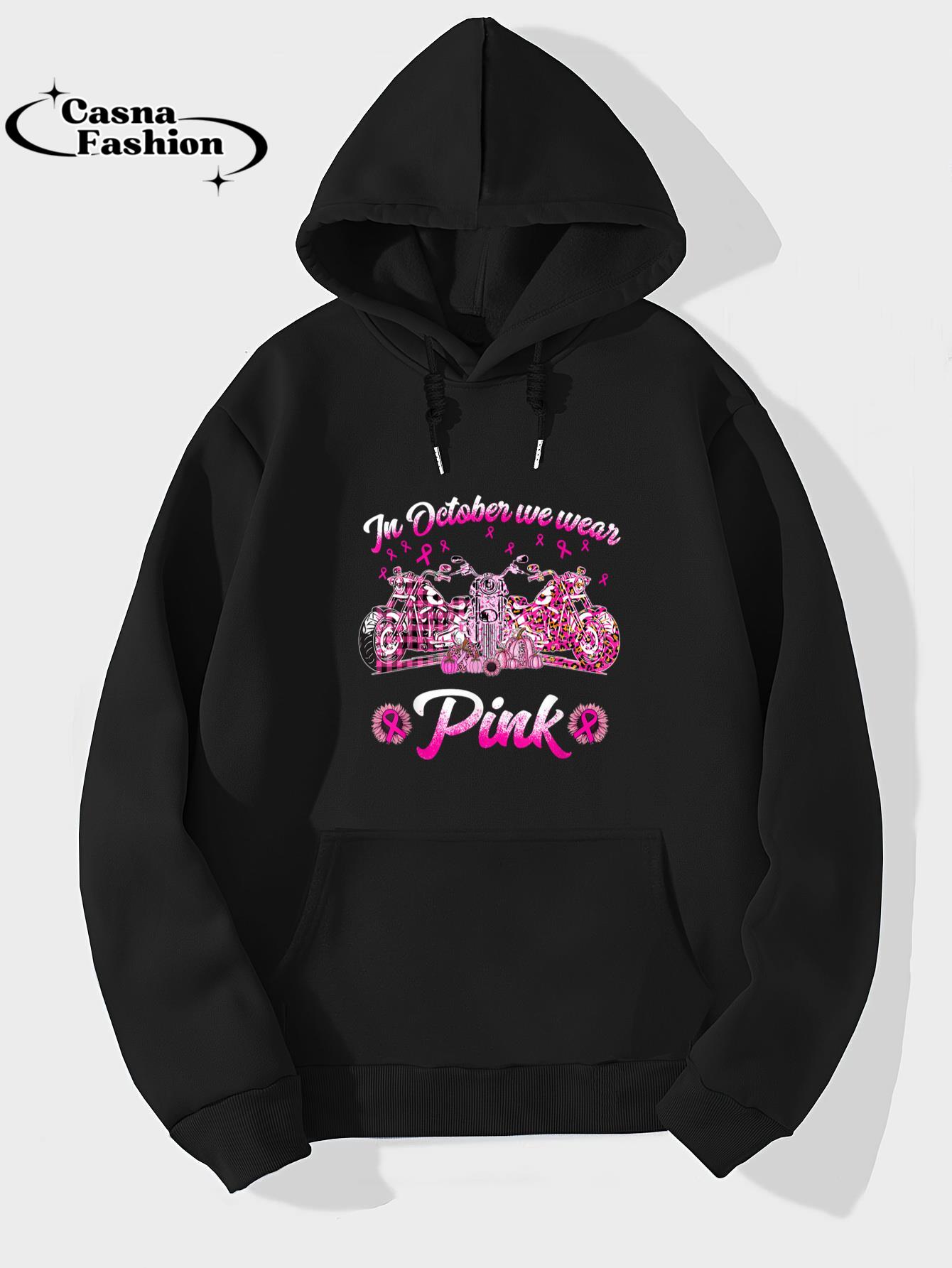 casnafashion_Hoodie_In October We Wear Pink Motorcycles Biker T-Shirt_hoodie_black hoodie