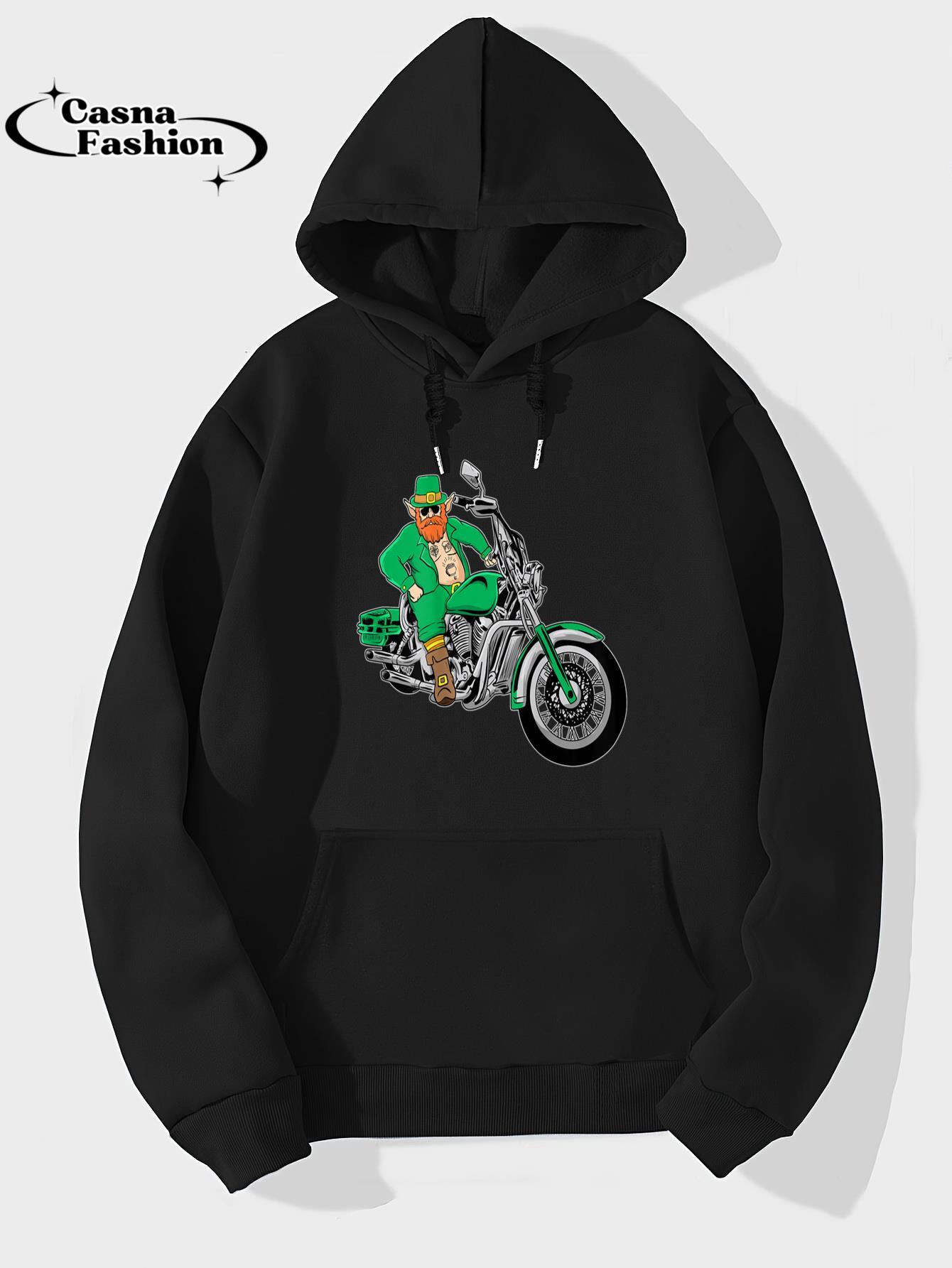 casnafashion_Hoodie_Irish Motorcycle Biker St Patricks Day Shirt Leprechaun Ink_hoodie_black hoodie