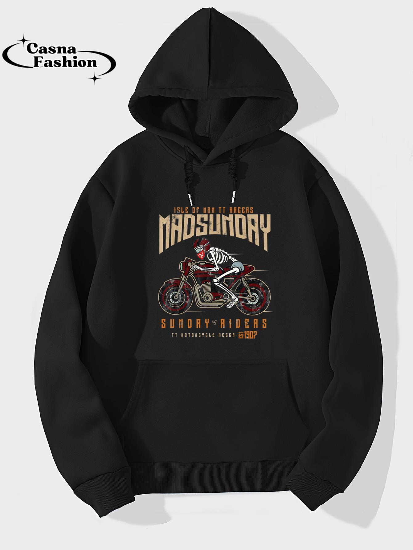 casnafashion_Hoodie_Isle Of Man TT Racing T-Shirt Vintage Biker Mad Sunday_hoodie_black hoodie