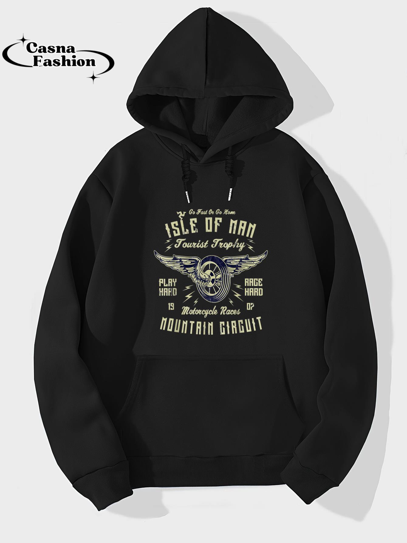 casnafashion_Hoodie_Isle Of Man TT Racing Vintage Biker Wings Wheel Graphic T-Shirt_hoodie_black hoodie