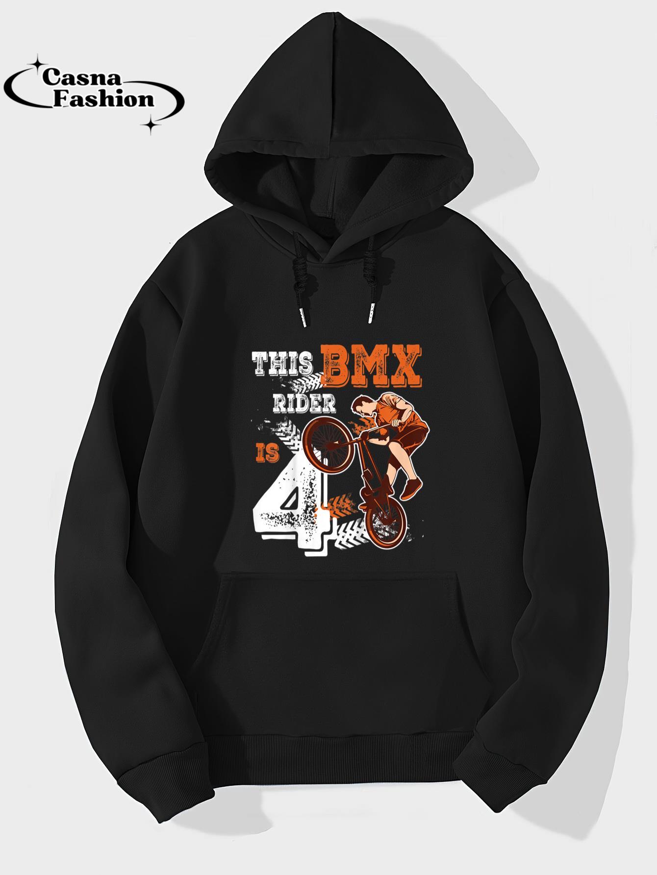 casnafashion_Hoodie_Kids BMX Birthday 4th Biker Gift 4 Year Old Dirt Bike Party T-Shirt_hoodie_black hoodie