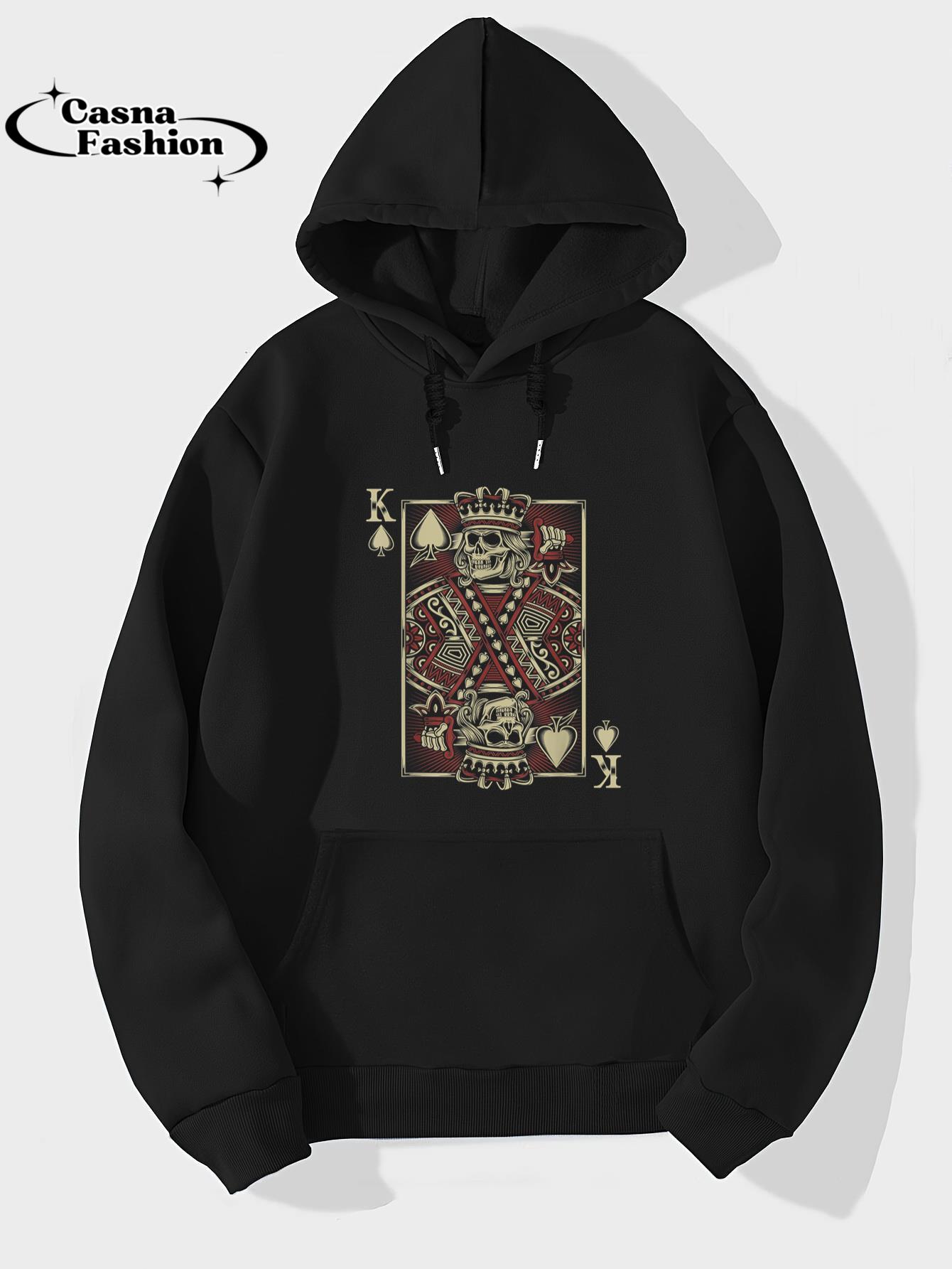 casnafashion_Hoodie_King Of Spades Skull Gift Men Poker Card Game Biker Grunge T-Shirt_hoodie_black hoodie