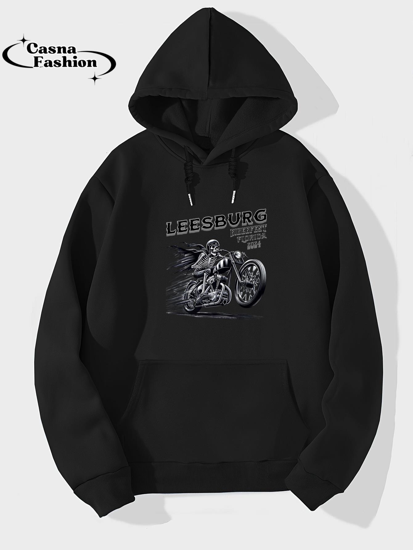 casnafashion_Hoodie_Leesburg Florida Skeleton Fast Rider Biker Week Motorcycle Premium T-Shirt_hoodie_black hoodie