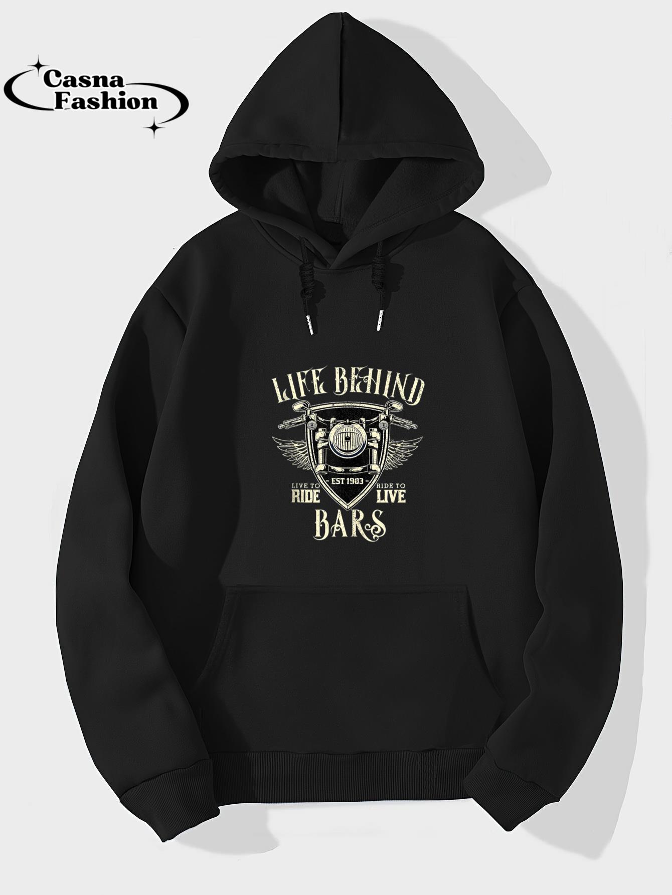 casnafashion_Hoodie_Life Behind Bars Motorcycle Rider Vintage Chopper Biker Gift Tank Top_hoodie_black hoodie