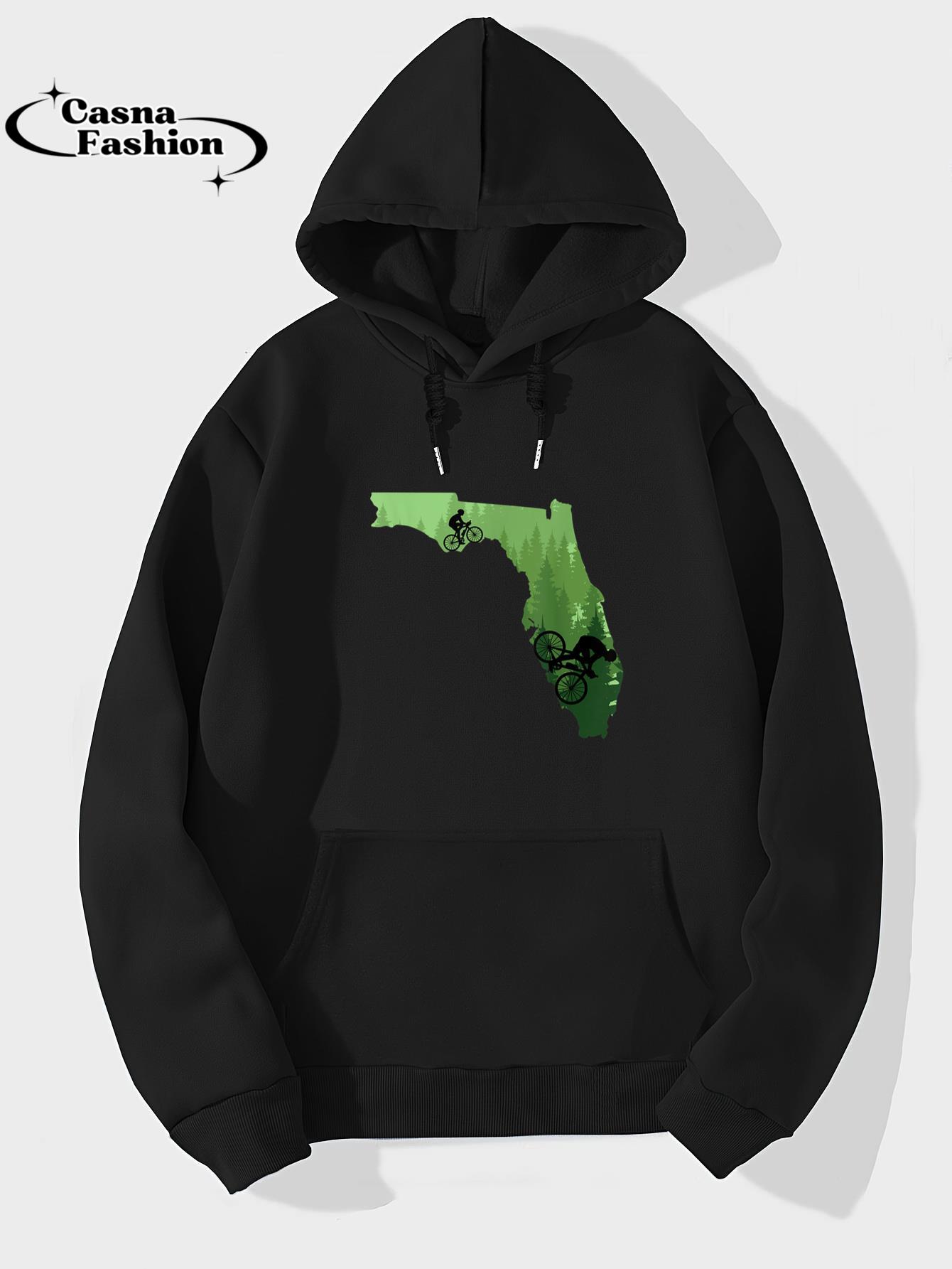 casnafashion_Hoodie_Map of Florida Mountain Bike Rider MTB Biking Mountain Biker T-Shirt_hoodie_black hoodie