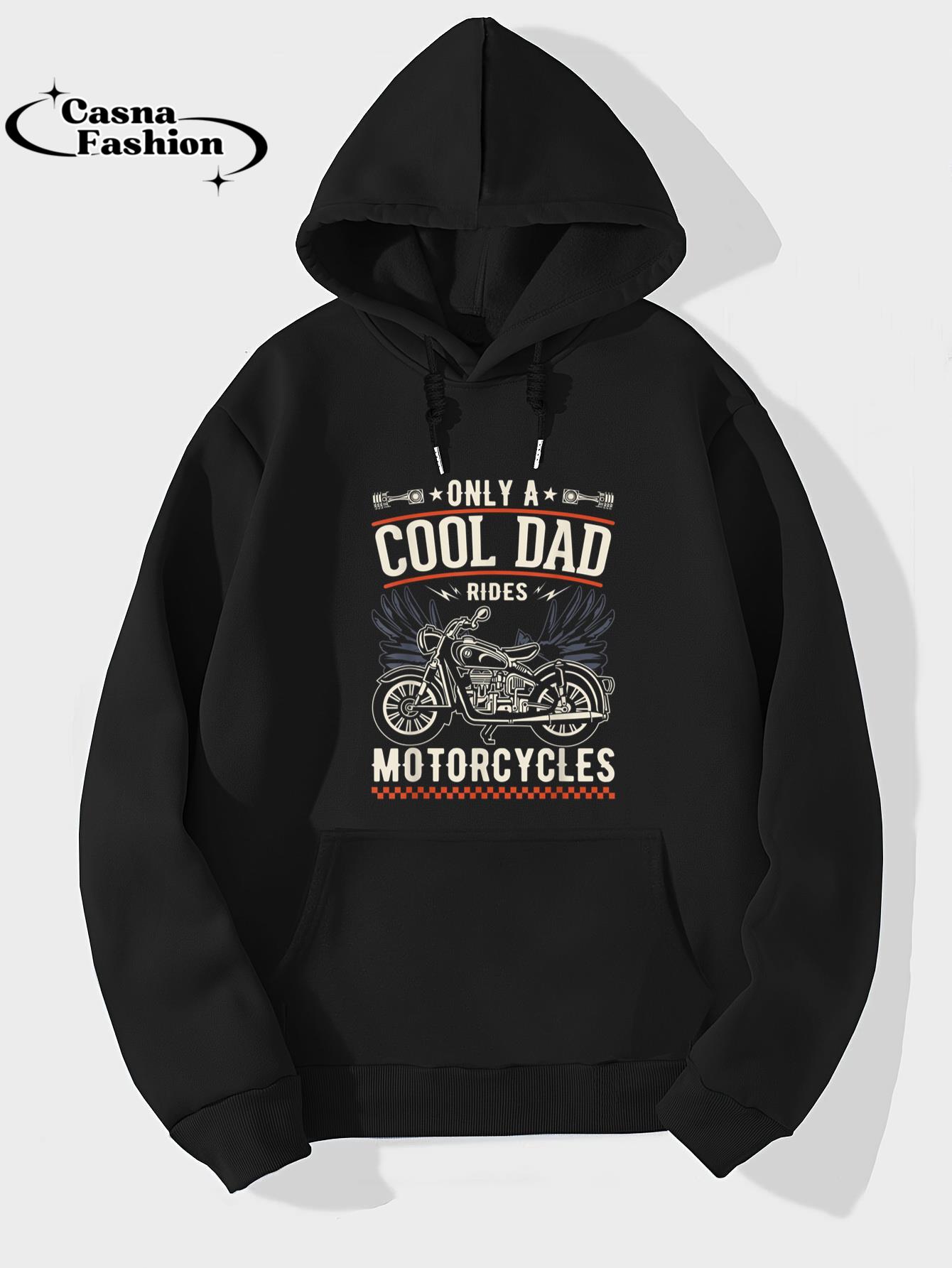 casnafashion_Hoodie_Mens Father's Day Only A Cool Dad Rides Motorcycles Biker Father T-Shirt_hoodie_black hoodie