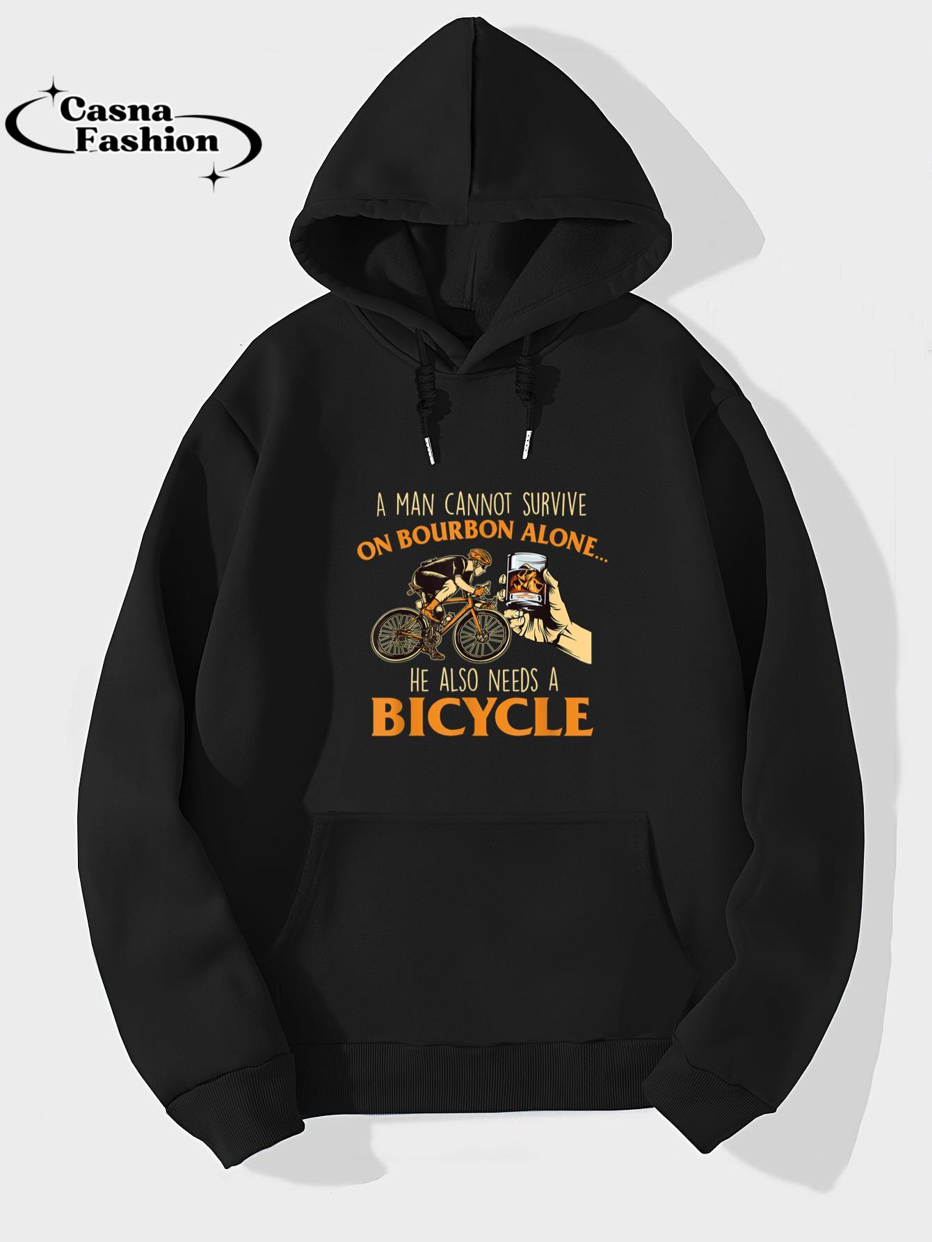 casnafashion_Hoodie_Mens He Also Needs A Bicycle - Cycling Biker Bicyclist Cyclist T-Shirt_hoodie_black hoodie