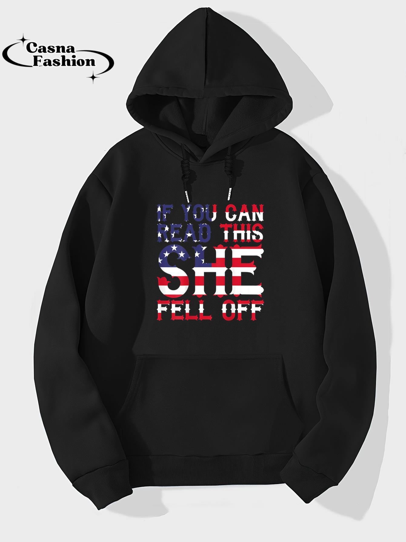 casnafashion_Hoodie_Mens If You Can Read This She Fell Off Funny Motorcycle T-Shirt_hoodie_black hoodie