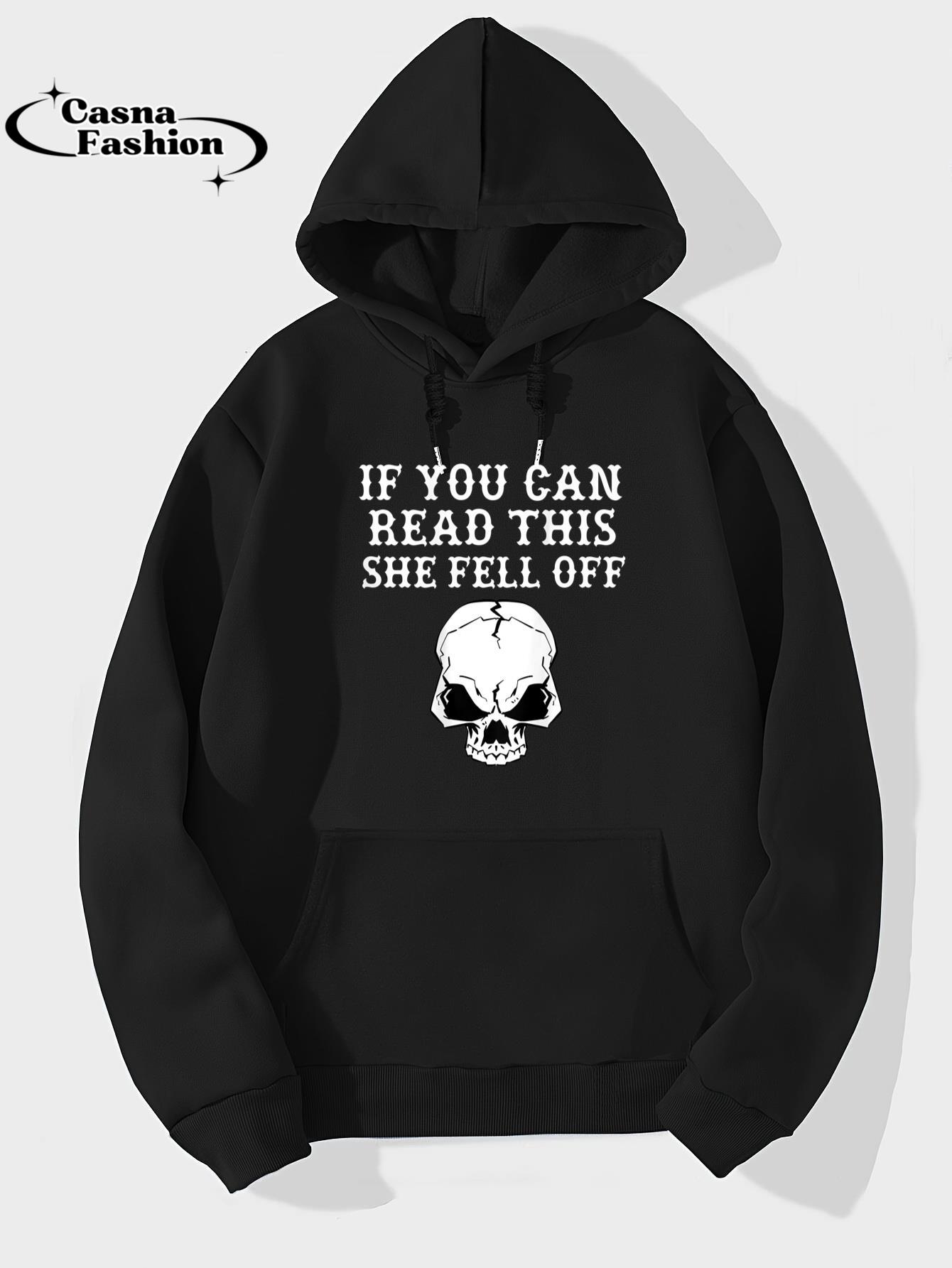 casnafashion_Hoodie_Mens If You Can Read This She Fell Off Tshirt - design on back_hoodie_black hoodie