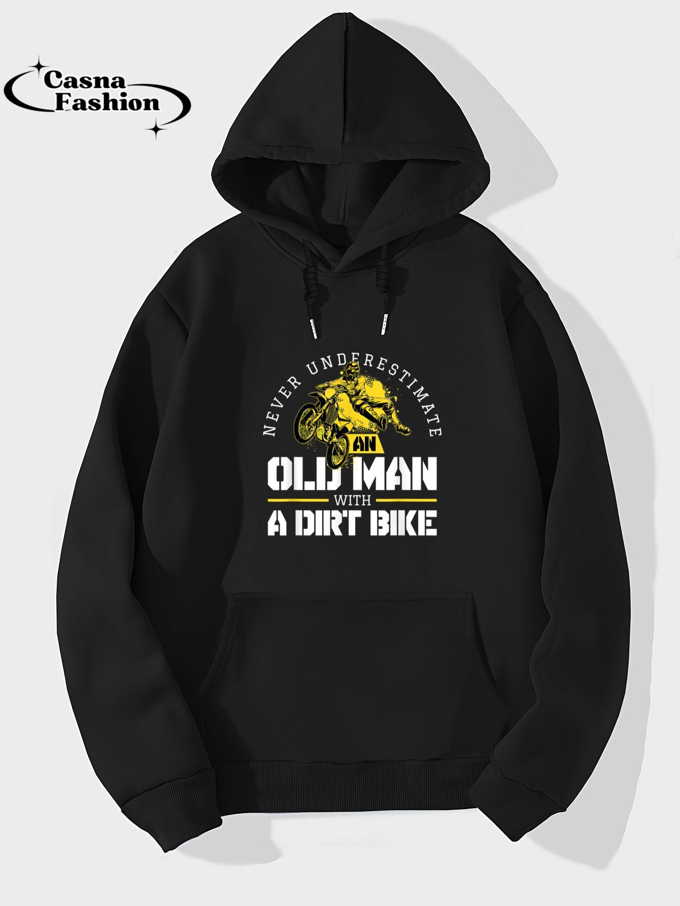 casnafashion_Hoodie_Mens Never Underestimate An Old Man With A Dirt Bike - Biker T-Shirt_hoodie_black hoodie