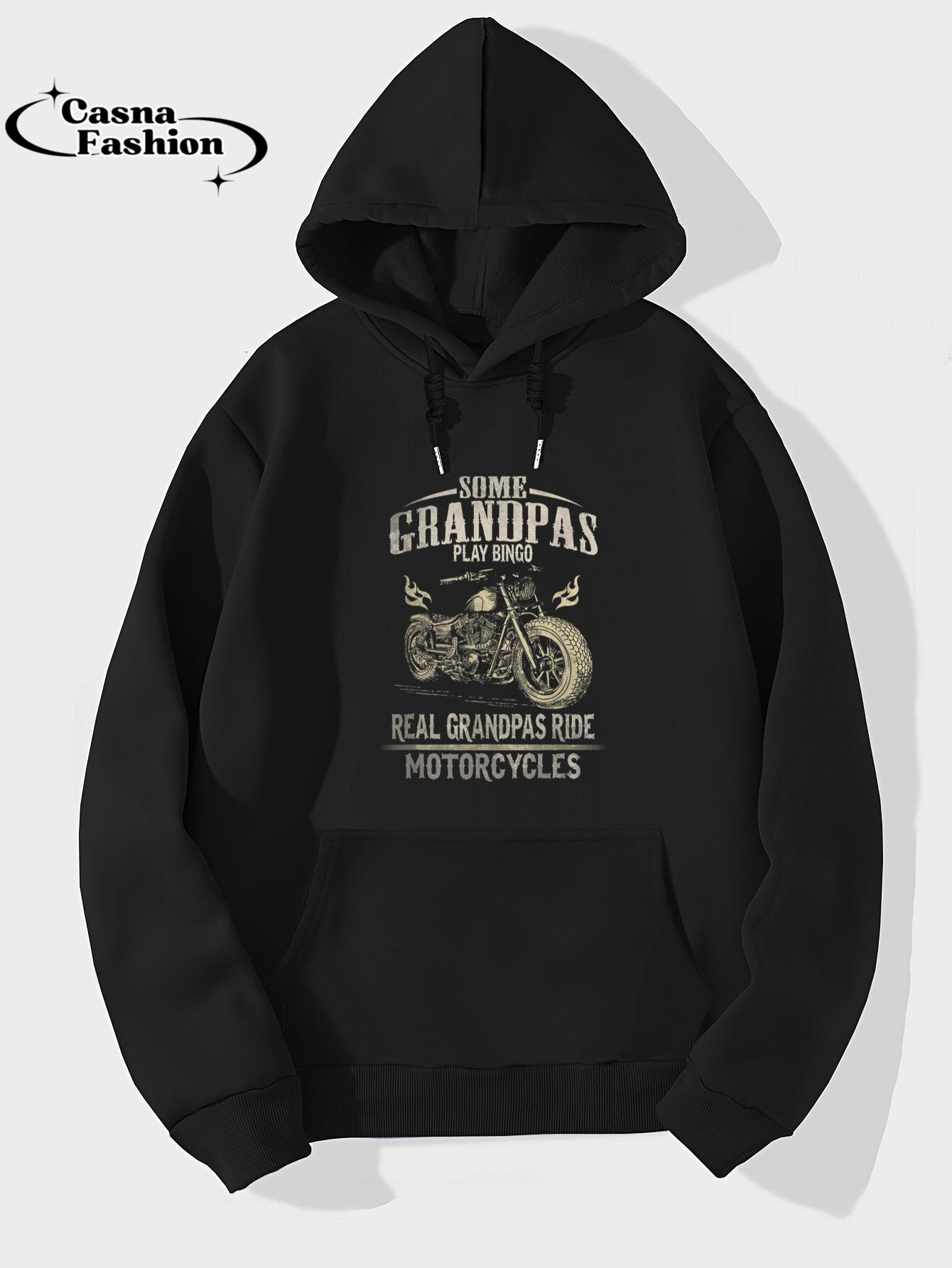 casnafashion_Hoodie_Mens Real Grandpas Ride Motorcycle T-shirt Biker Grandpa Shirt_hoodie_black hoodie