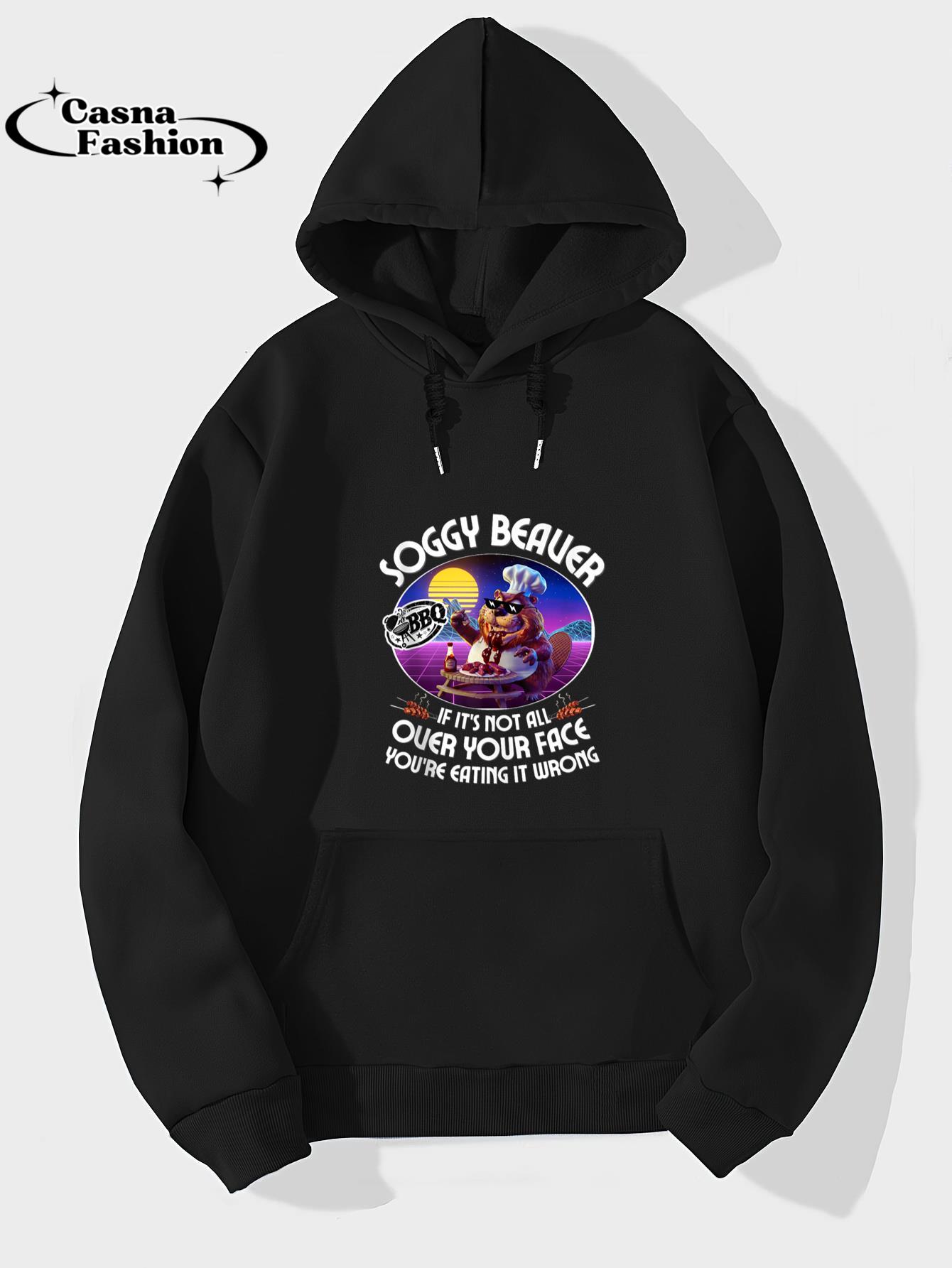 casnafashion_Hoodie_Mens Soggy Beaver BBQ If It's Not All Over Your Face Beaver Tank Top_hoodie_black hoodie