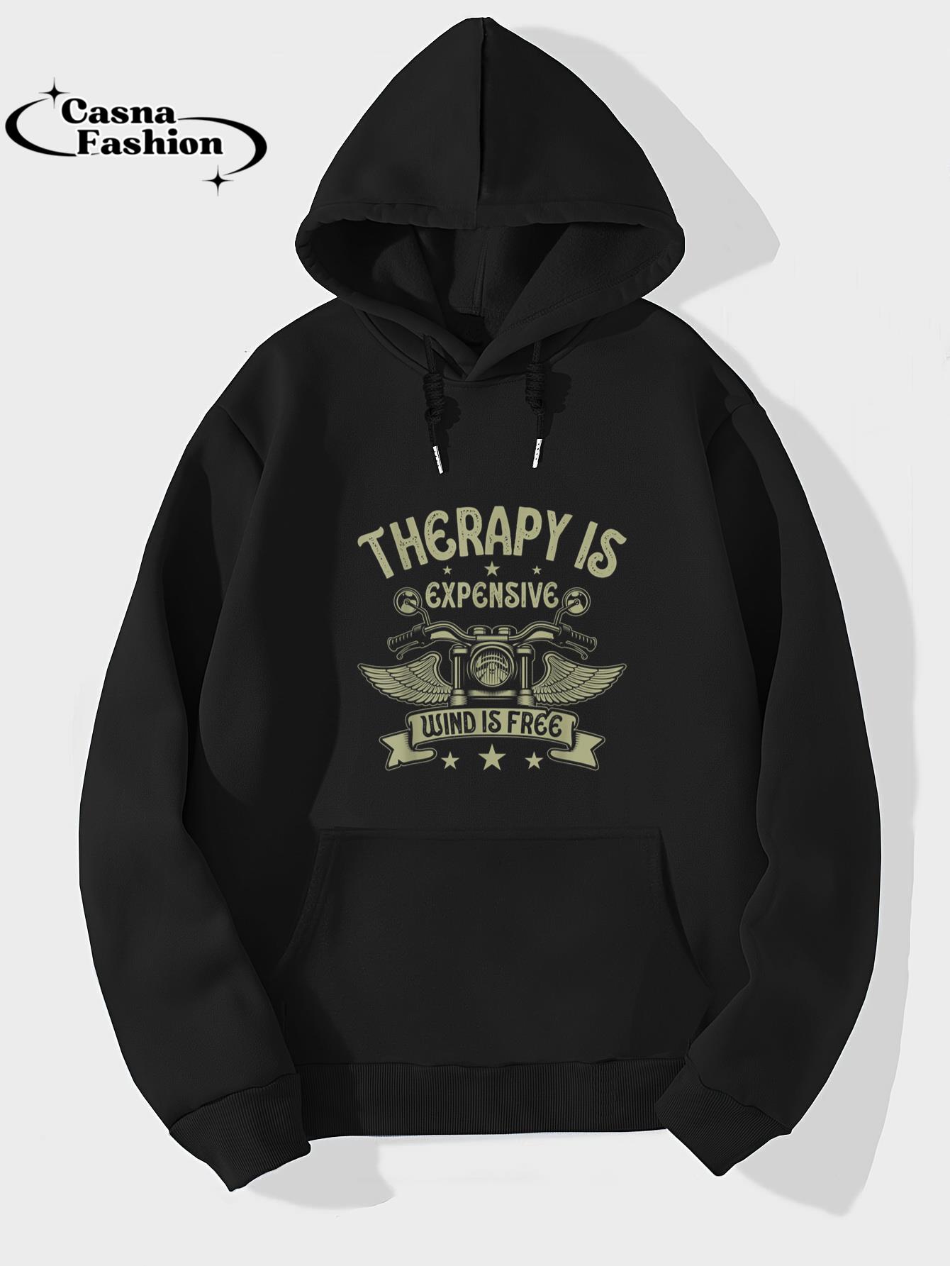 casnafashion_Hoodie_Mens Therapy Is Expensive Wind Is Free Biker Dad Motorcycle Men T-Shirt_hoodie_black hoodie