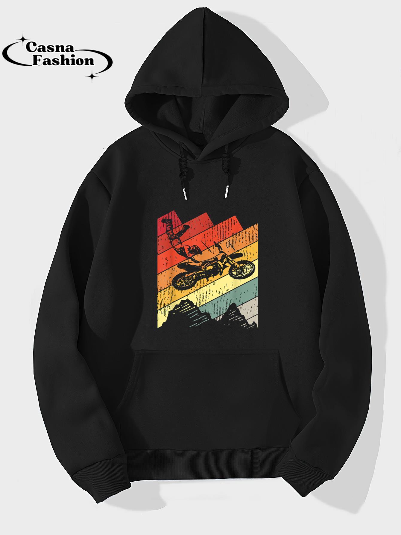 casnafashion_Hoodie_Motocross Biker Vintage Gift Racing Retro Dirt Bike T-Shirt_hoodie_black hoodie