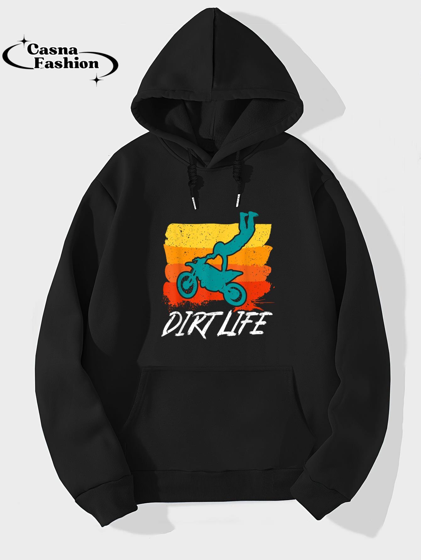 casnafashion_Hoodie_Motocross Biker, Dirt Life, Retro Dirt Bike T-Shirt_hoodie_black hoodie