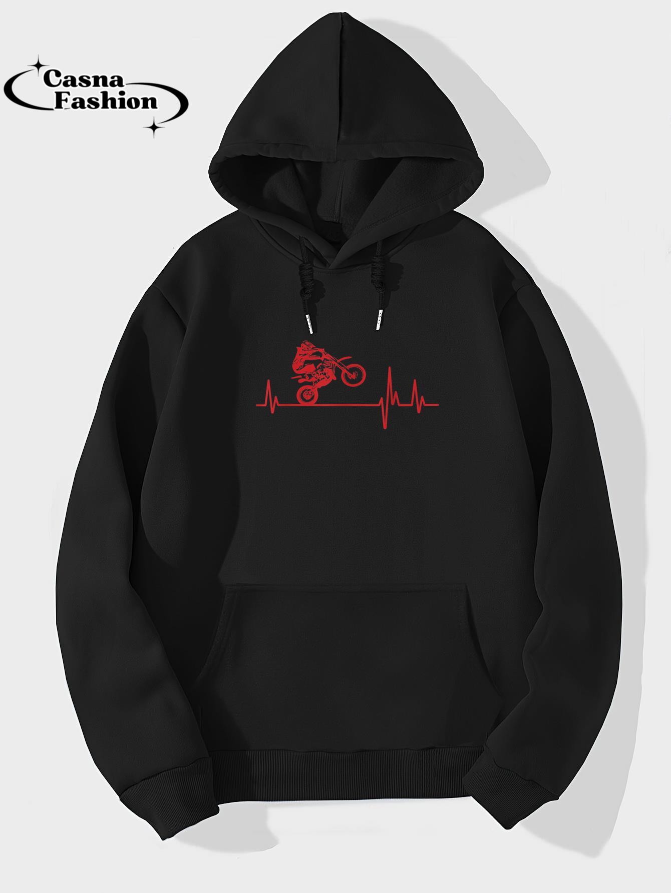 casnafashion_Hoodie_Motocross Heartbeat - Dirt Bike MX Biker Rider T-Shirt_hoodie_black hoodie