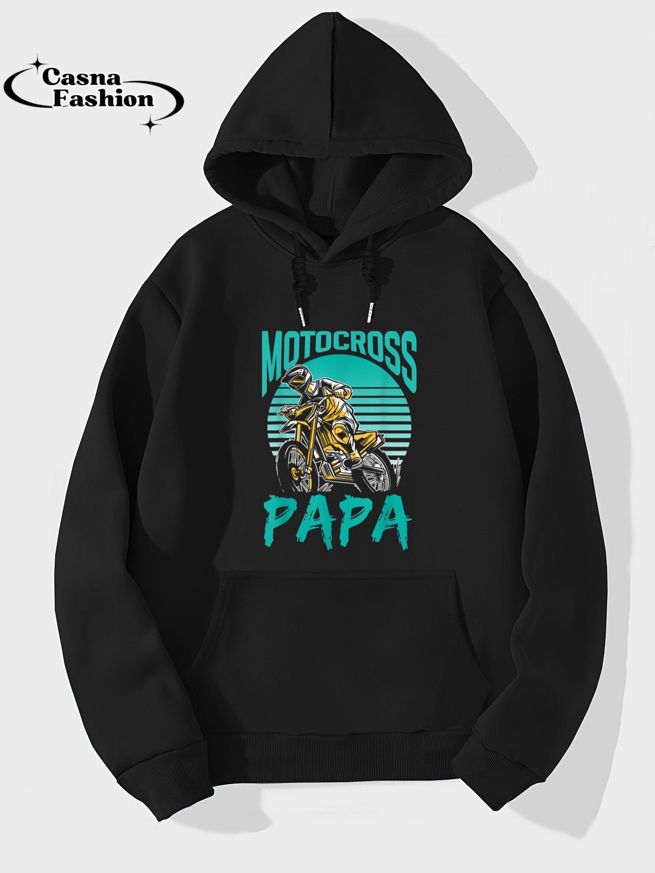 casnafashion_Hoodie_Motocross Papa Riding Biker Rider Dirt Bike Dad Father Daddy T-Shirt_hoodie_black hoodie