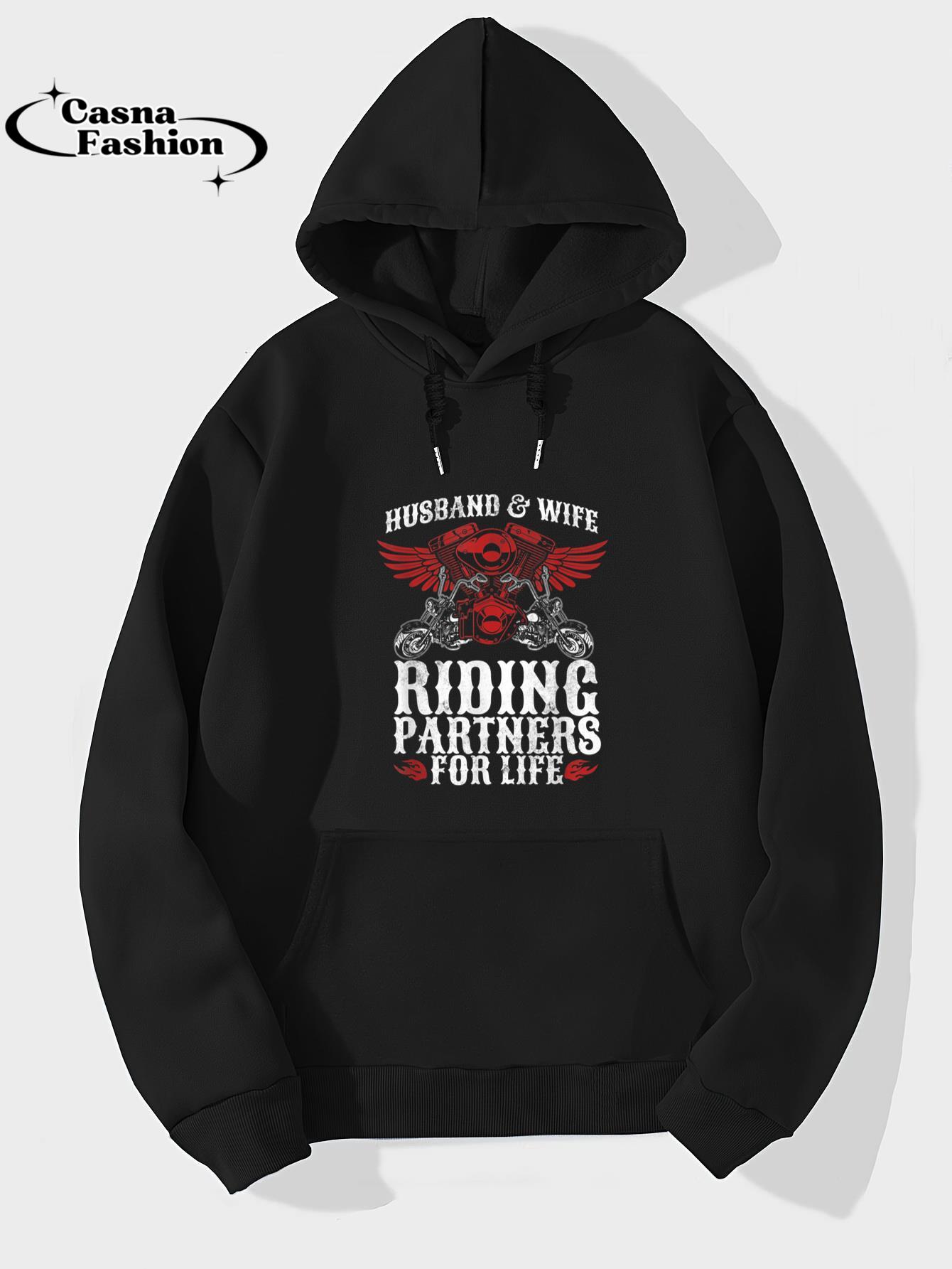 casnafashion_Hoodie_Motorcycle Biker Husband Wife Partners For Life Wedding T-Shirt_hoodie_black hoodie