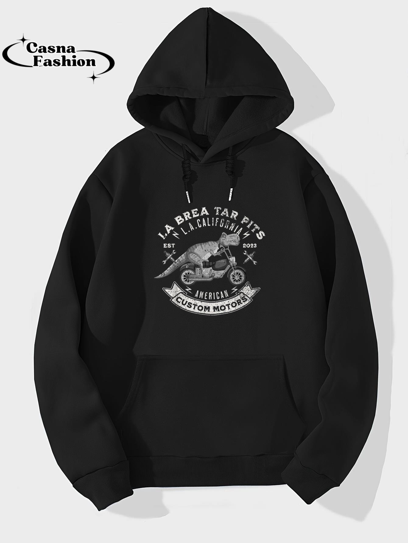 casnafashion_Hoodie_Motorcycle Biker La Brea Tar Pits L.A. California T-Rex T-Shirt_hoodie_black hoodie