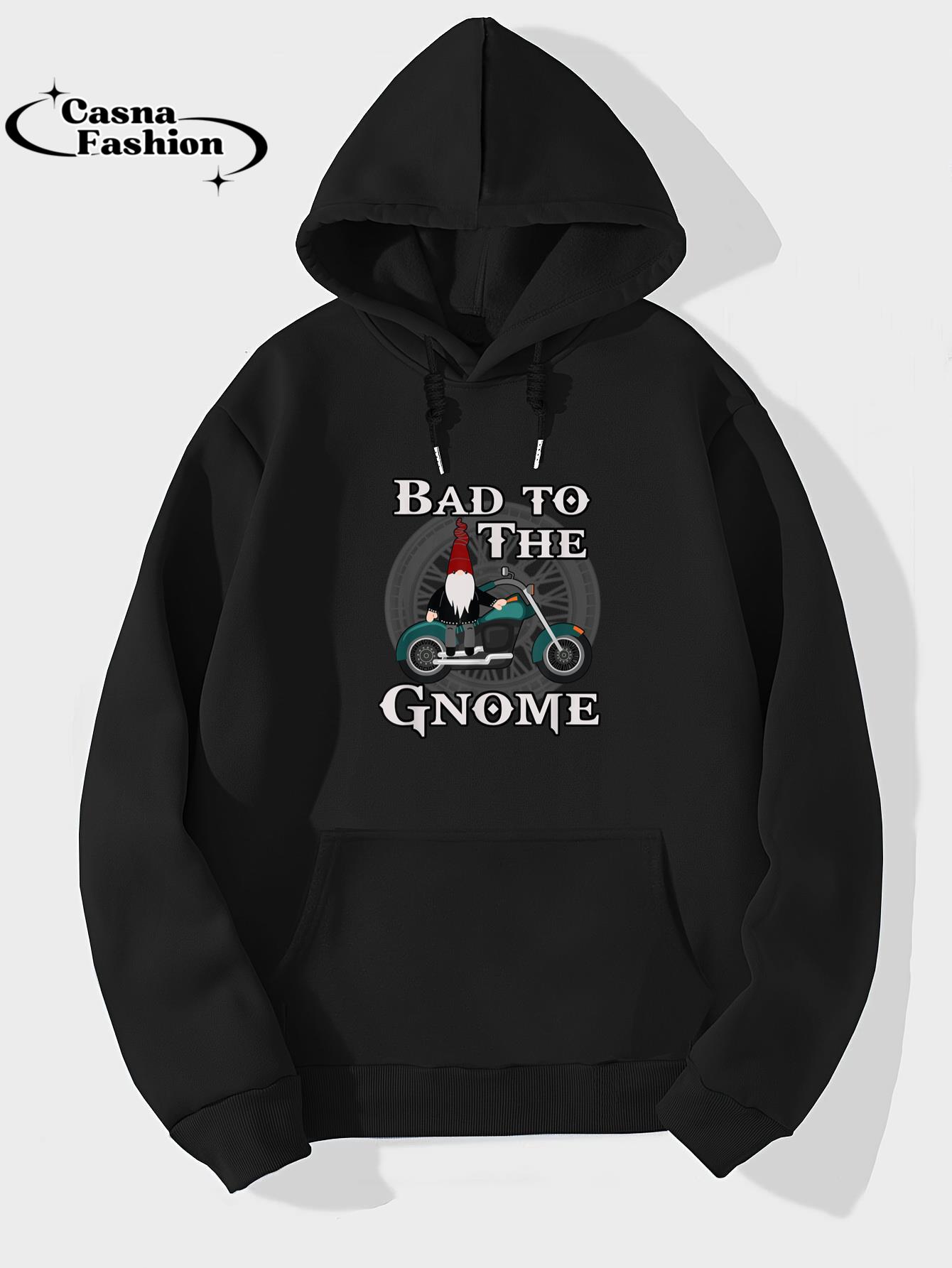 casnafashion_Hoodie_Motorcycle Club Biker Bad To The Gnome Garden Gnomie T-Shirt_hoodie_black hoodie