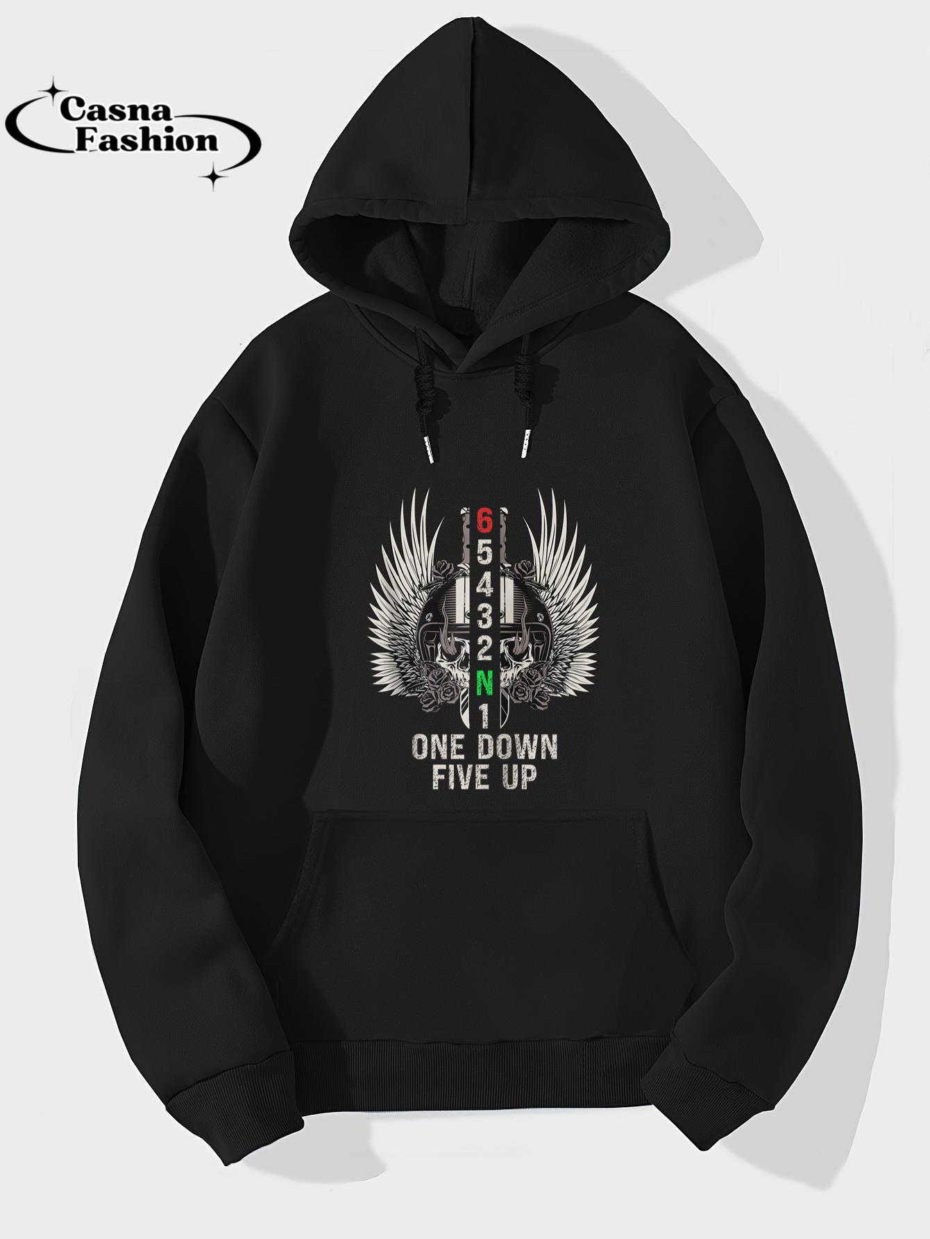 casnafashion_Hoodie_Motorcycle Gear Shift One Down Five Up Biker Skull Zip Hoodie_hoodie_black hoodie