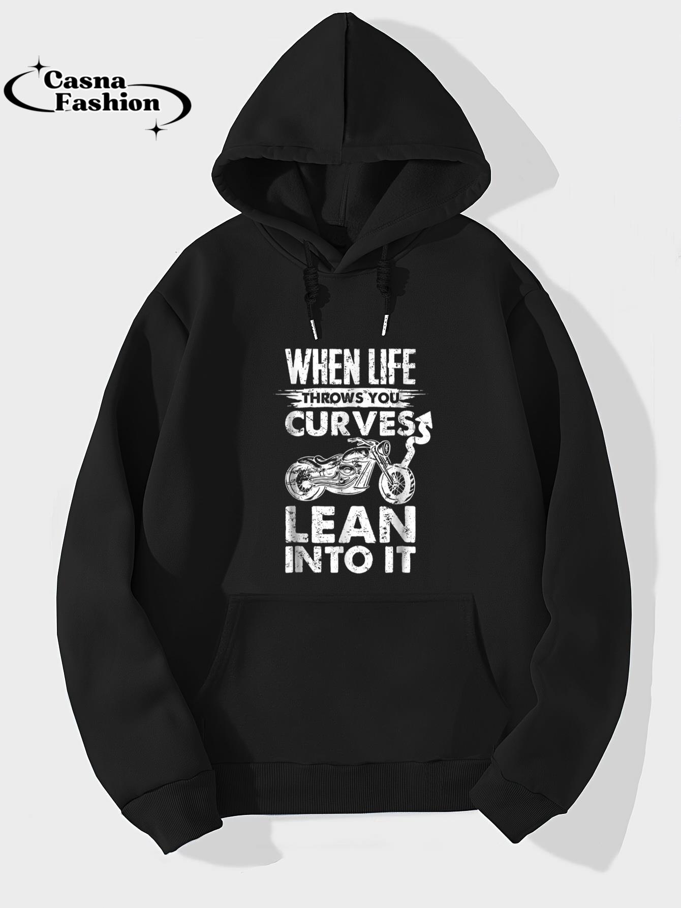 casnafashion_Hoodie_Motorcycle Tshirt When life throws you curves lean into it_hoodie_black hoodie