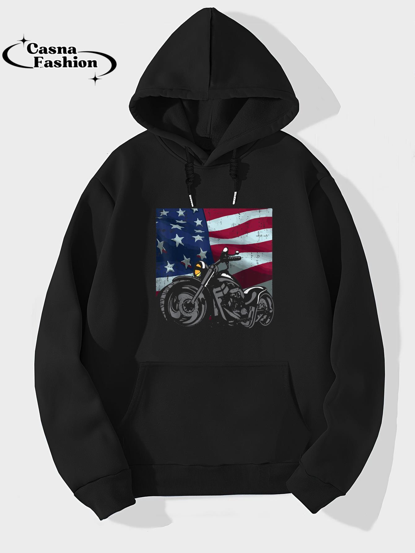 casnafashion_Hoodie_Motorcycle US Flag Biker Motorbike Patriotic Men Women Kids T-Shirt_hoodie_black hoodie