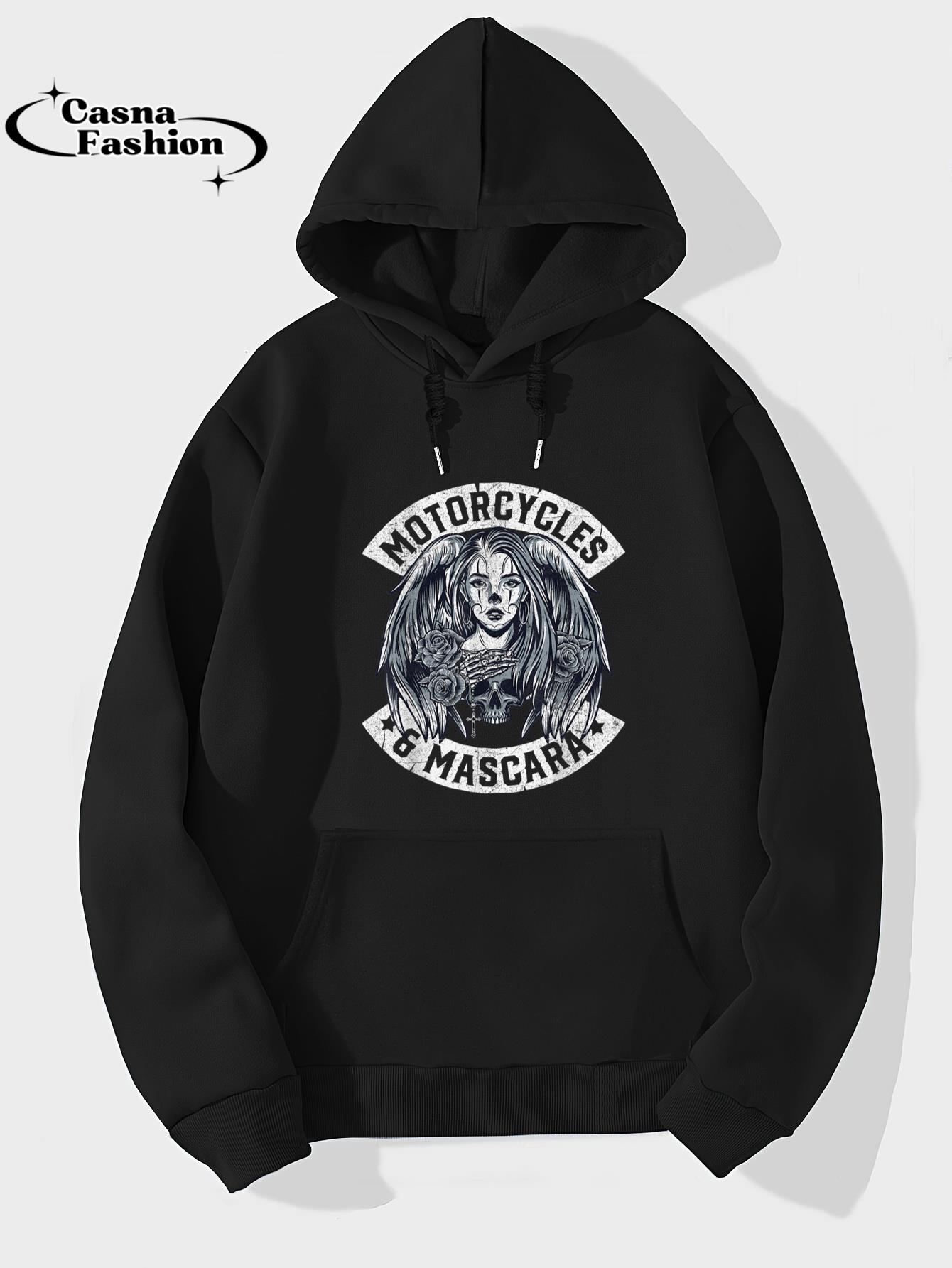 casnafashion_Hoodie_Motorcycles and Mascara Cute Motorcycle Chick Biker Girl T-Shirt_hoodie_black hoodie