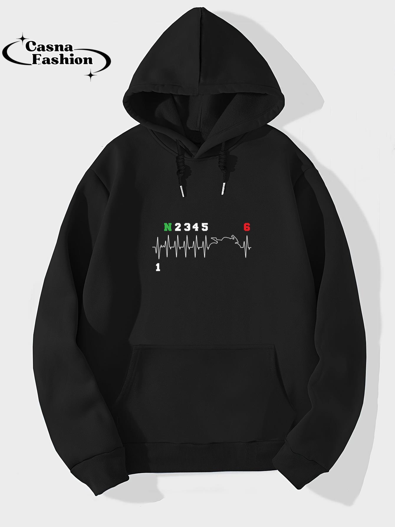 casnafashion_Hoodie_Motorcyclist Heartbeat ECG Motorcycle Bike Gearshift Biker Pullover Hoodie_hoodie_black hoodie