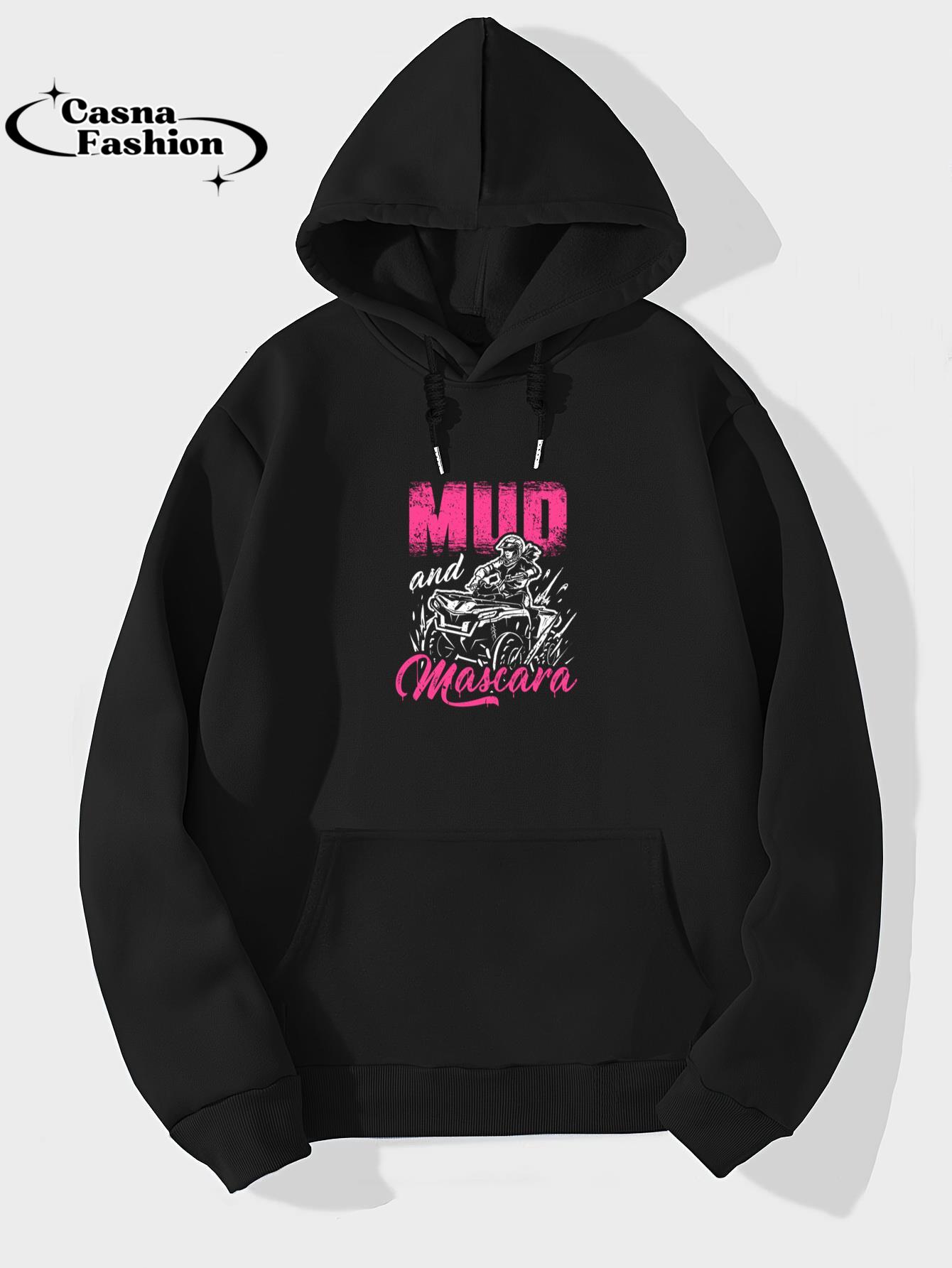 casnafashion_Hoodie_Mud And Mascara 4x4 ATV 4-Wheeler Quad Biker Girl Pullover Hoodie_hoodie_black hoodie