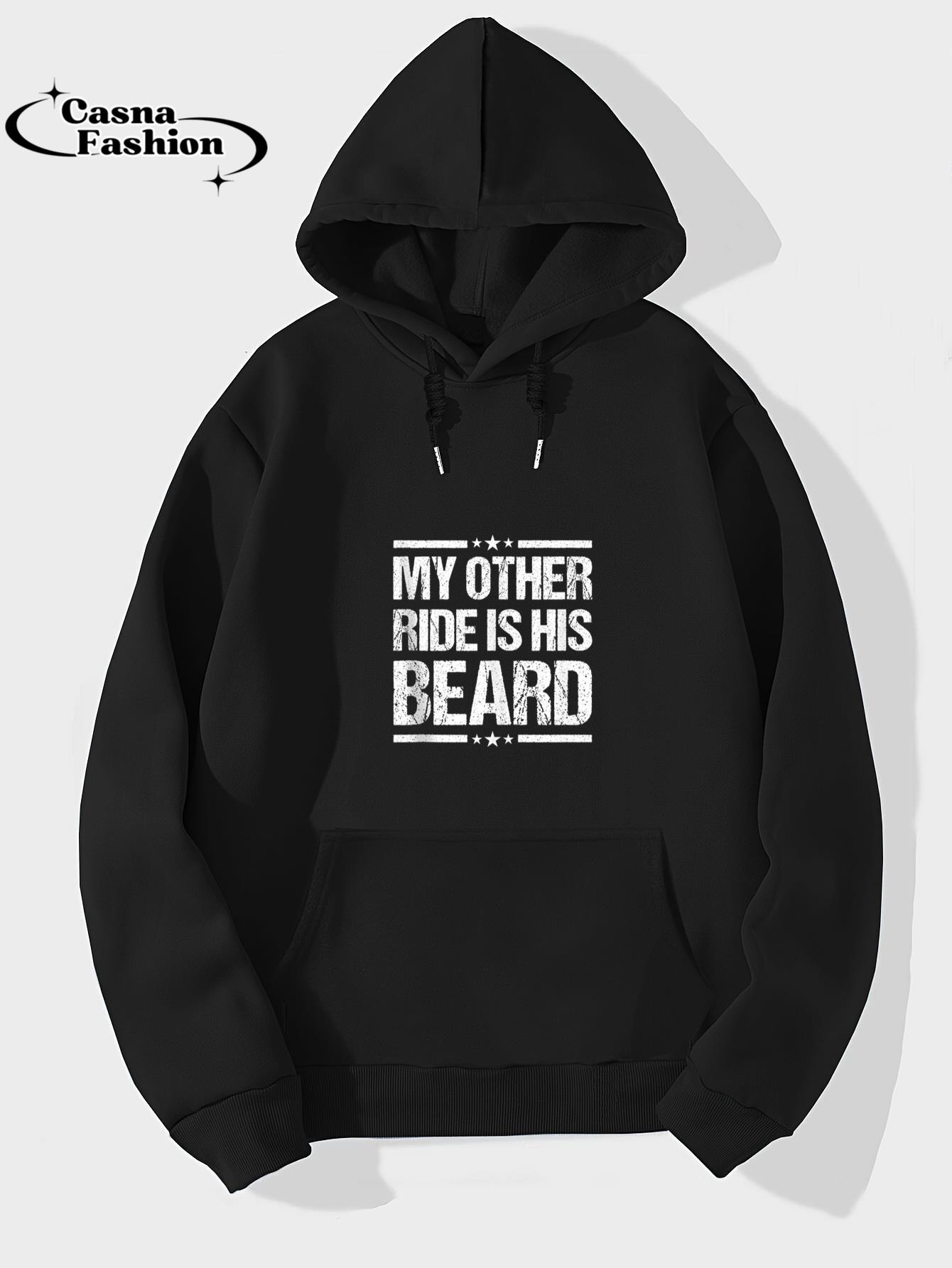 casnafashion_Hoodie_My Other Ride Is His Beard Funny Motorcycle Biker Tank Top_hoodie_black hoodie