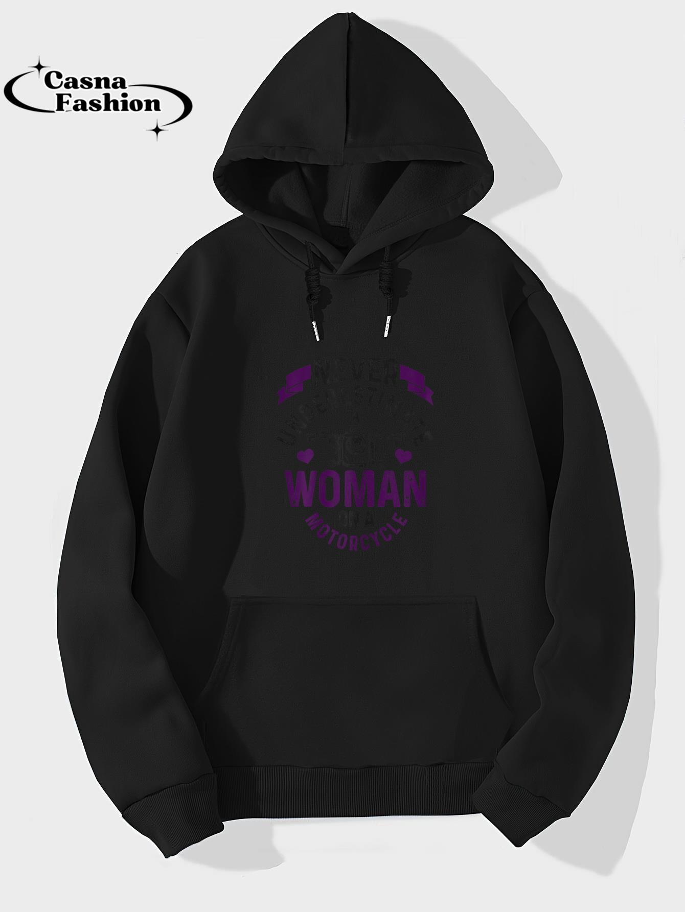 casnafashion_Hoodie_Never Underestimate A Woman Motorcycle Funny Biker Girl T-Shirt_hoodie_black hoodie