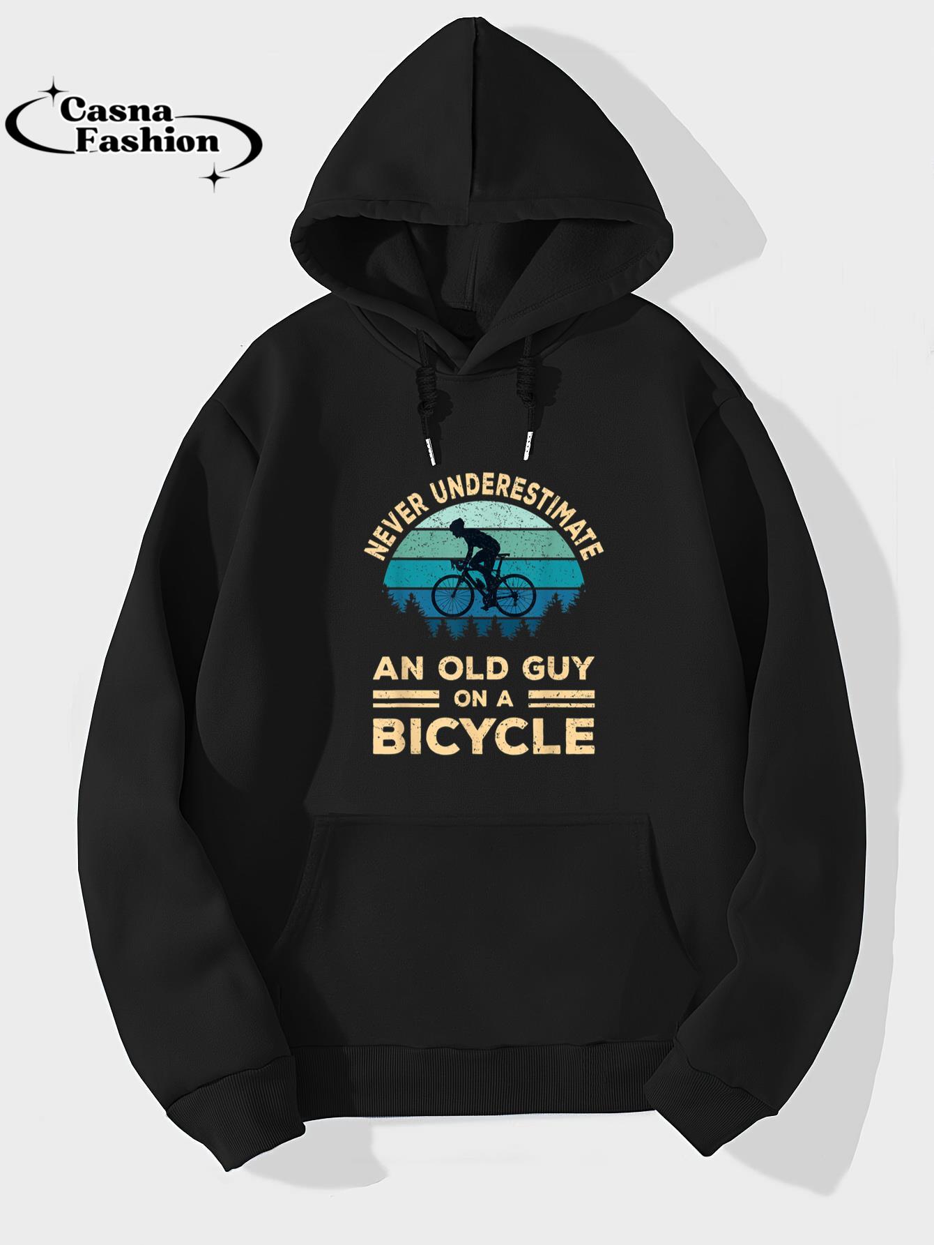 casnafashion_Hoodie_Never Underestimate An Old Guy On A Bicycle Funny Biker Dad T-Shirt_hoodie_black hoodie