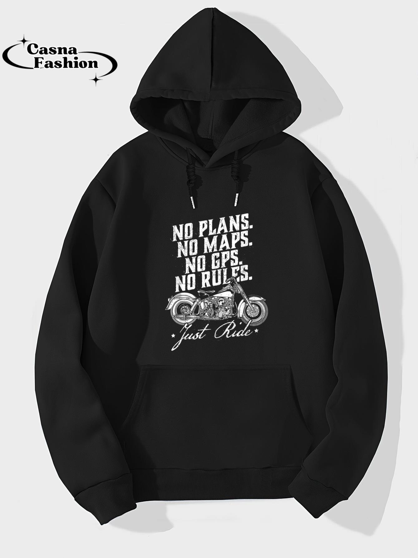 casnafashion_Hoodie_No Plans No Maps No Gps No Rules Just Ride - Biker Rider T-Shirt_hoodie_black hoodie