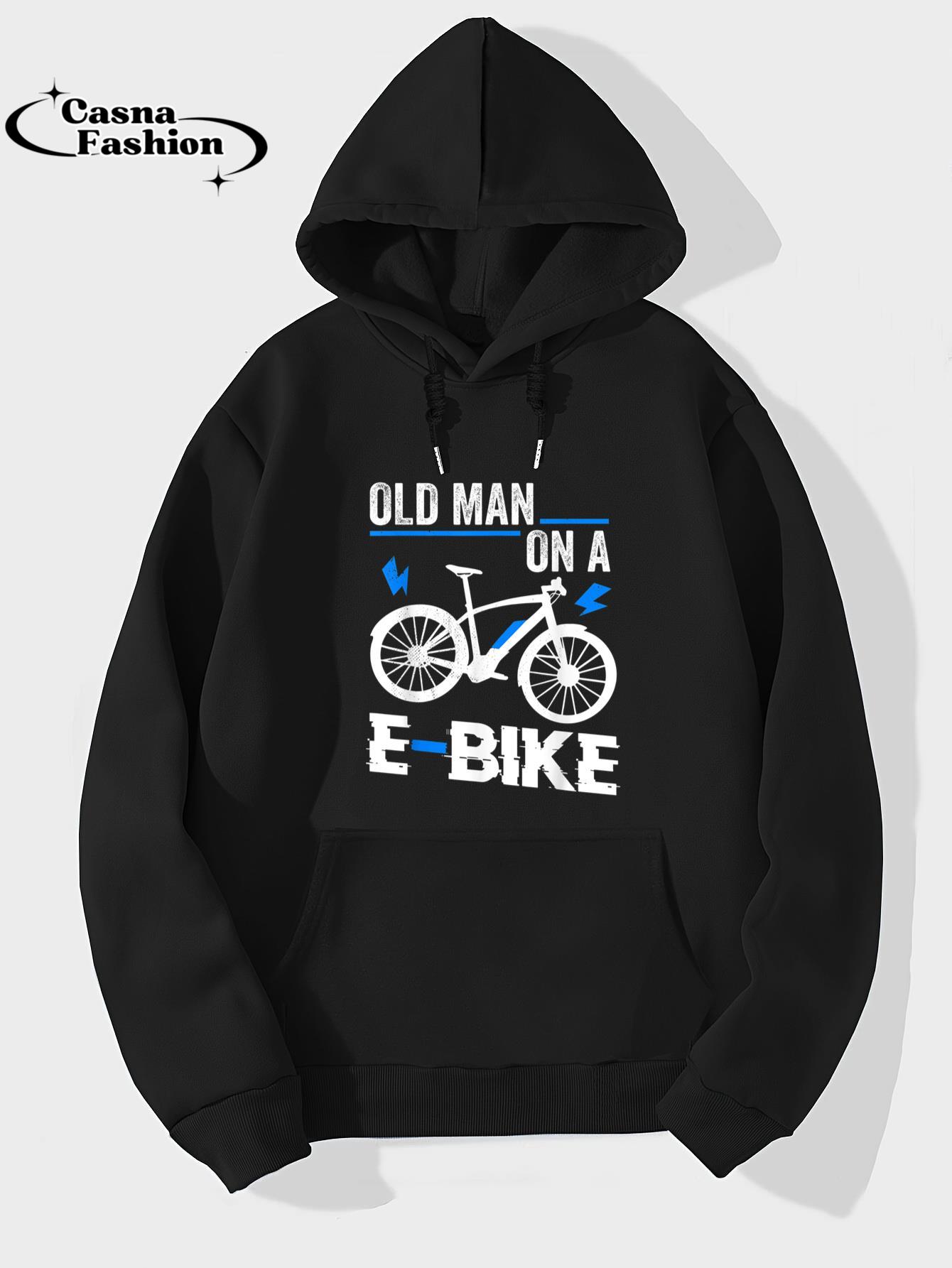 casnafashion_Hoodie_Old Man On A E-Bike Electronic Bicycle Sports Bike Biker T-Shirt_hoodie_black hoodie