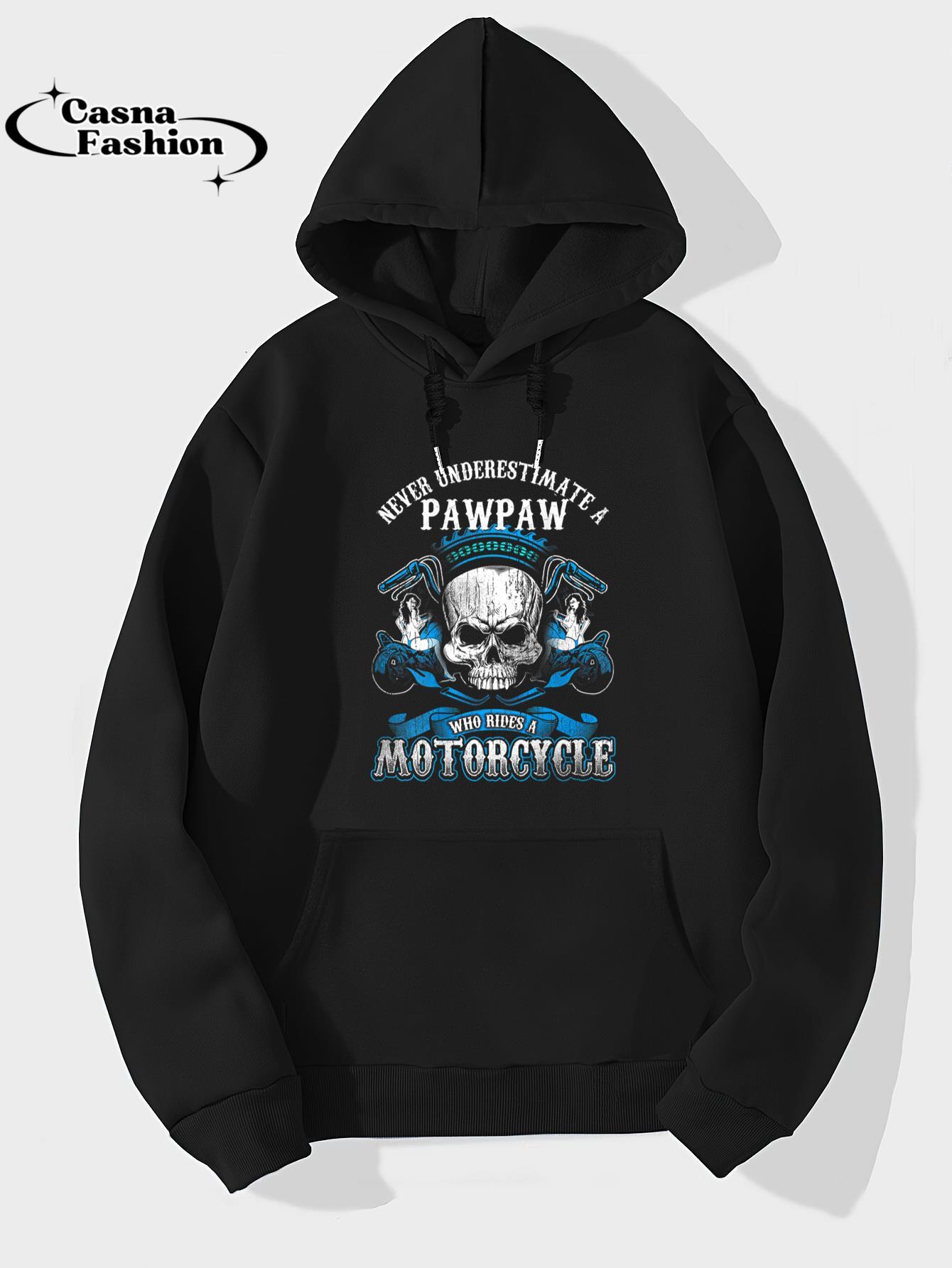 casnafashion_Hoodie_Pawpaw Biker Never Underestimate Motorcycle Shirt Skull T-Shirt_hoodie_black hoodie