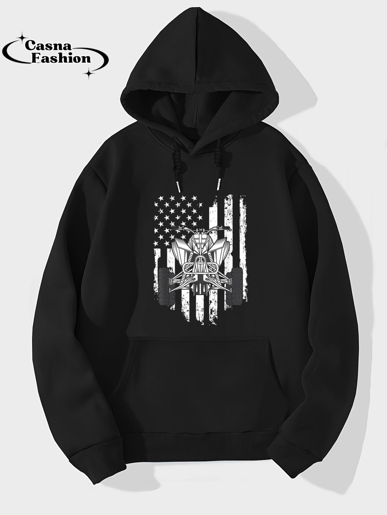 casnafashion_Hoodie_Quad Biker USA America Flag Gift Four Wheeler ATV Quad Bike T-Shirt_hoodie_black hoodie