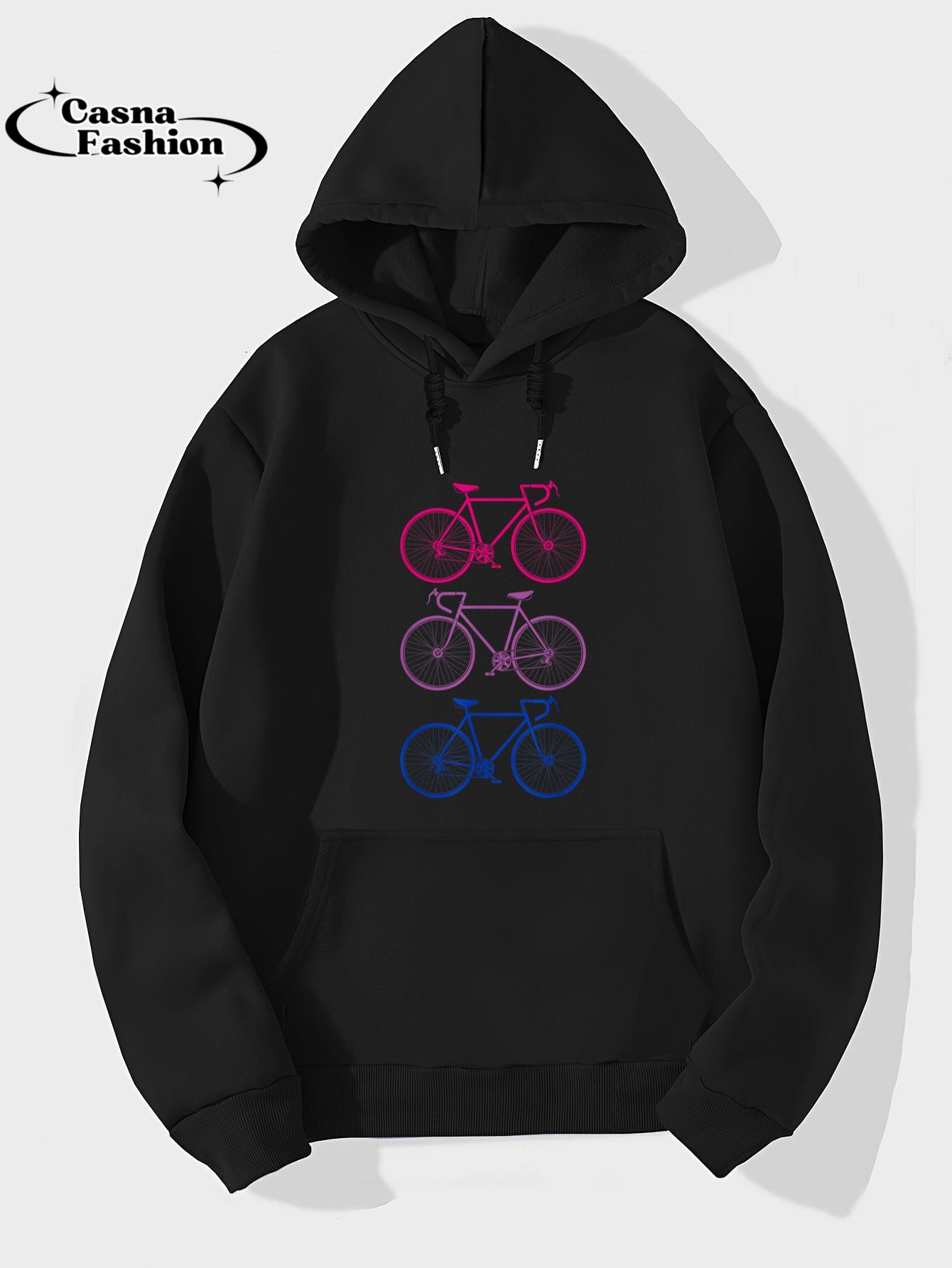 casnafashion_Hoodie_Retro Bicycles Bi Bisexual Flag Biker Bisexuality LGBT Pride T-Shirt_hoodie_black hoodie