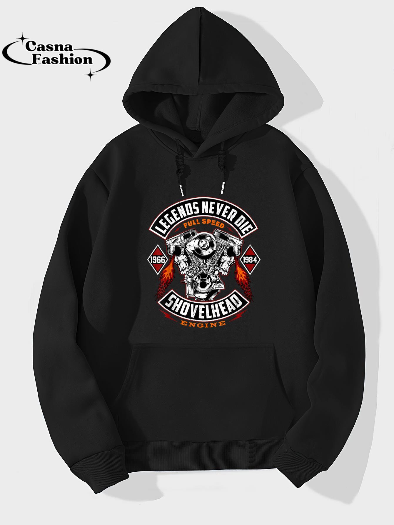 casnafashion_Hoodie_SHOVELHEAD 1966-1984 MOTOR Motorcycles Oldschool Choppers T-Shirt_hoodie_black hoodie