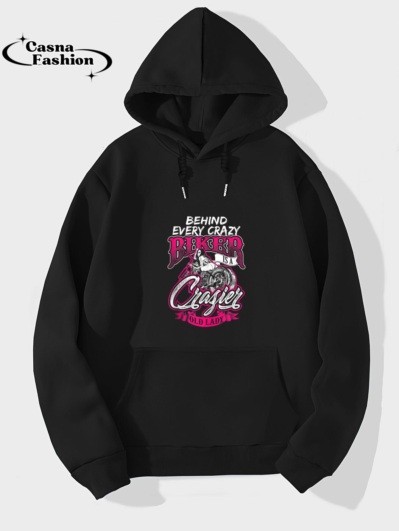 casnafashion_Hoodie_Sexy AF Behind Every Crazy Biker is Crazier Old Lady Gift  Tank Top_hoodie_black hoodie