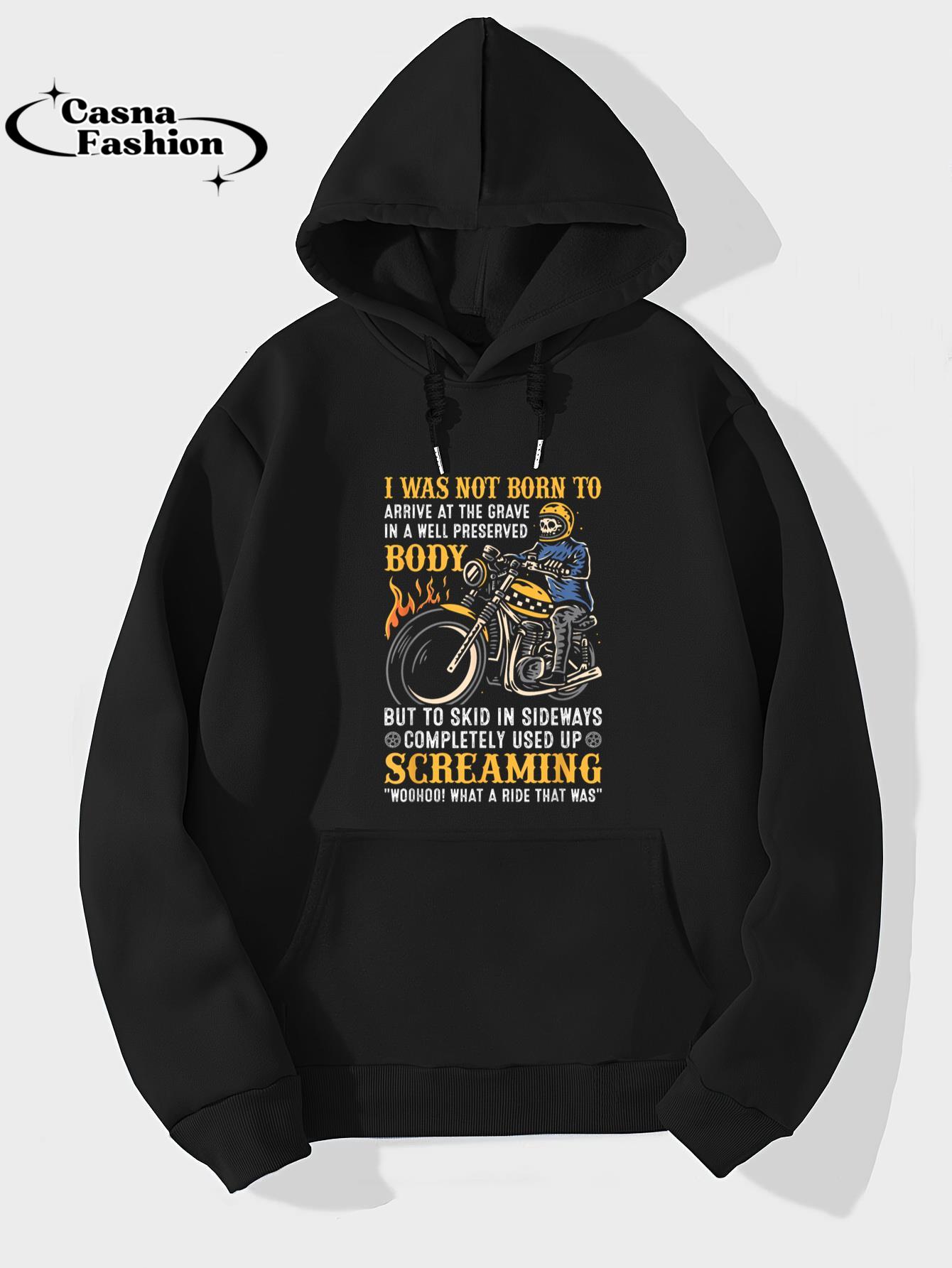 casnafashion_Hoodie_Skull Biker I was not born to arrive at the Grave T-Shirt_hoodie_black hoodie