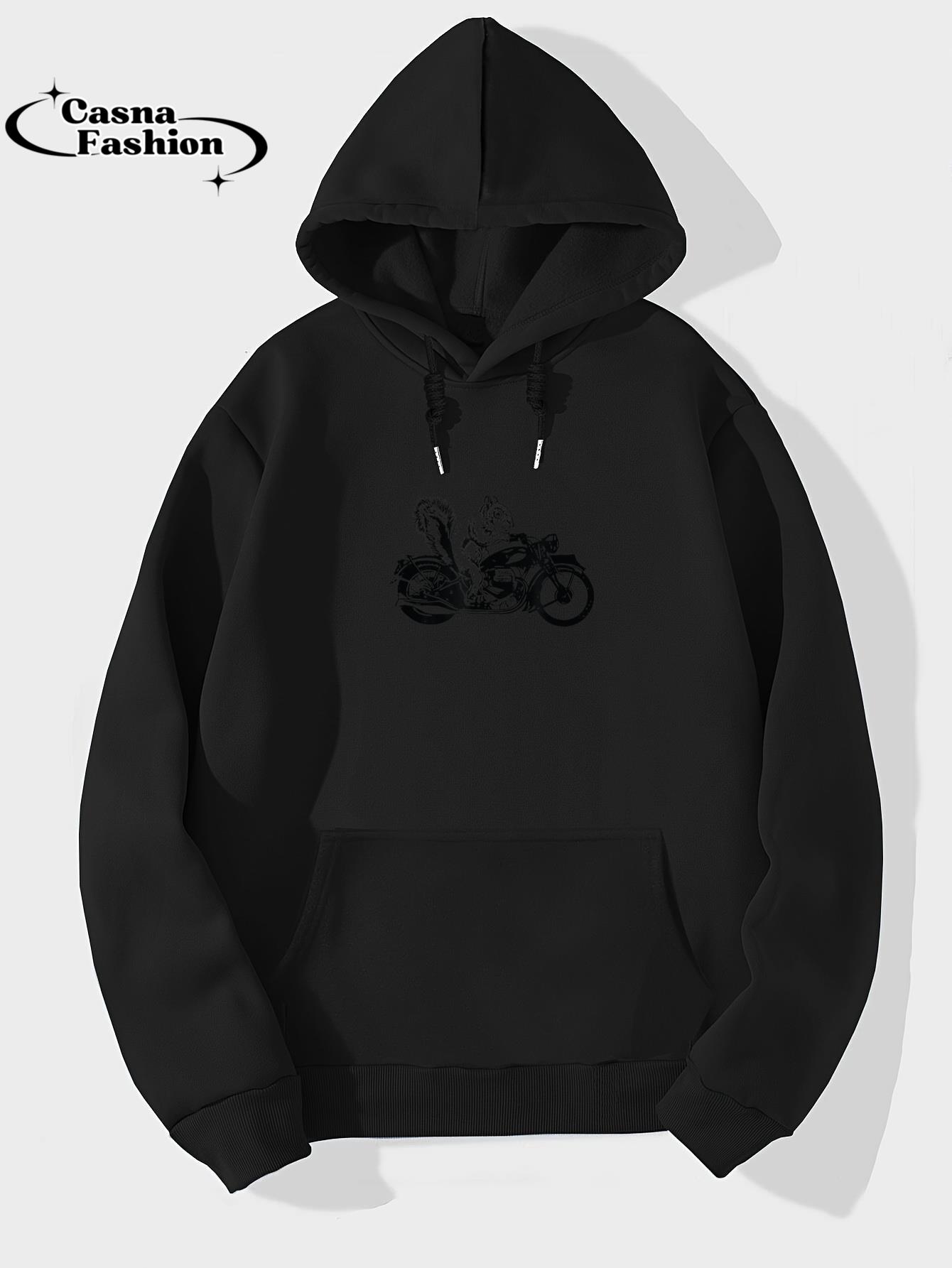 casnafashion_Hoodie_Squirrel Biker Design - For Squirrel Lovers T-Shirt_hoodie_black hoodie