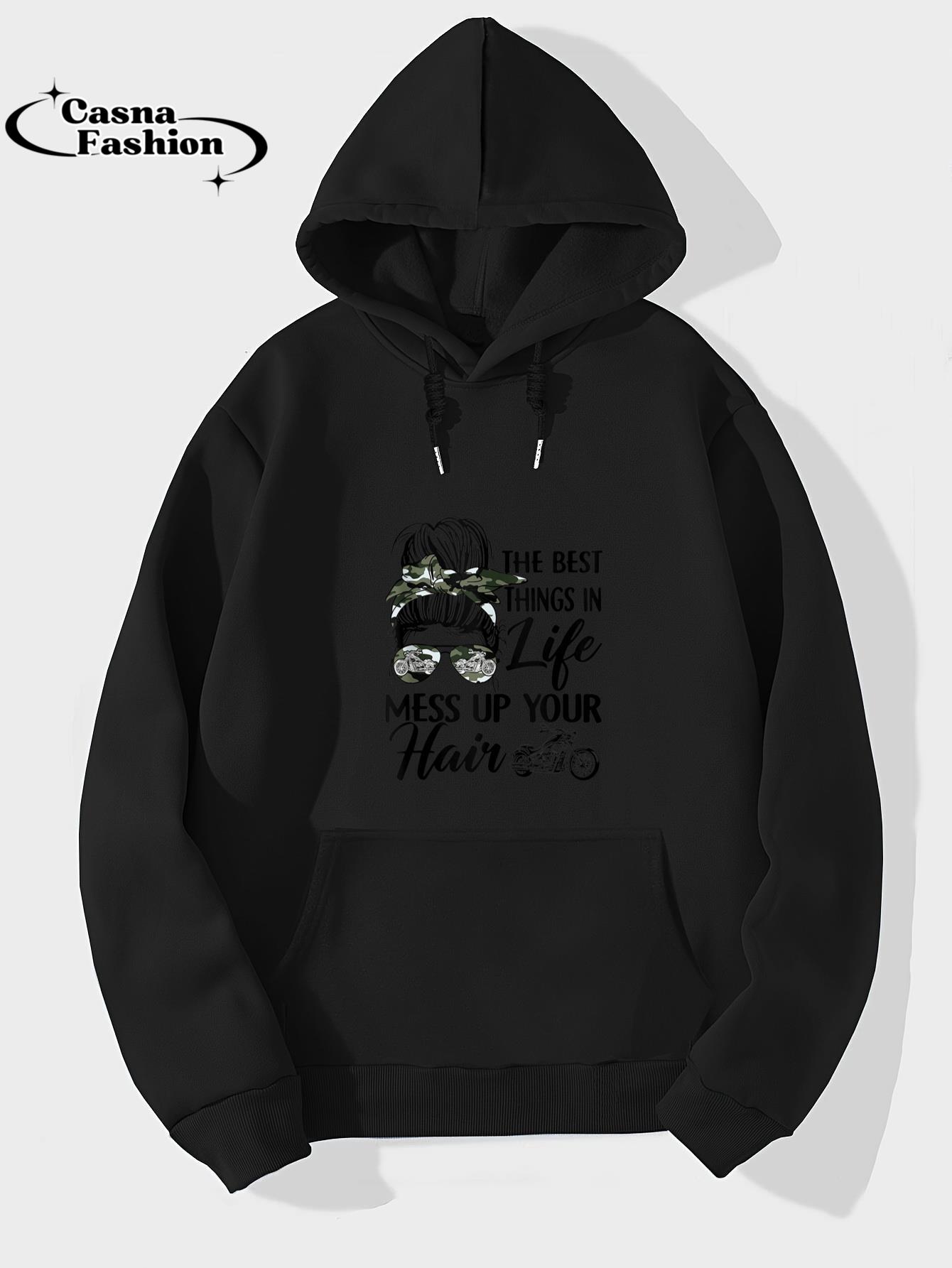 casnafashion_Hoodie_The Best Things In Life Mess Up Your Hair Motorcycle Women Tank Top_hoodie_black hoodie